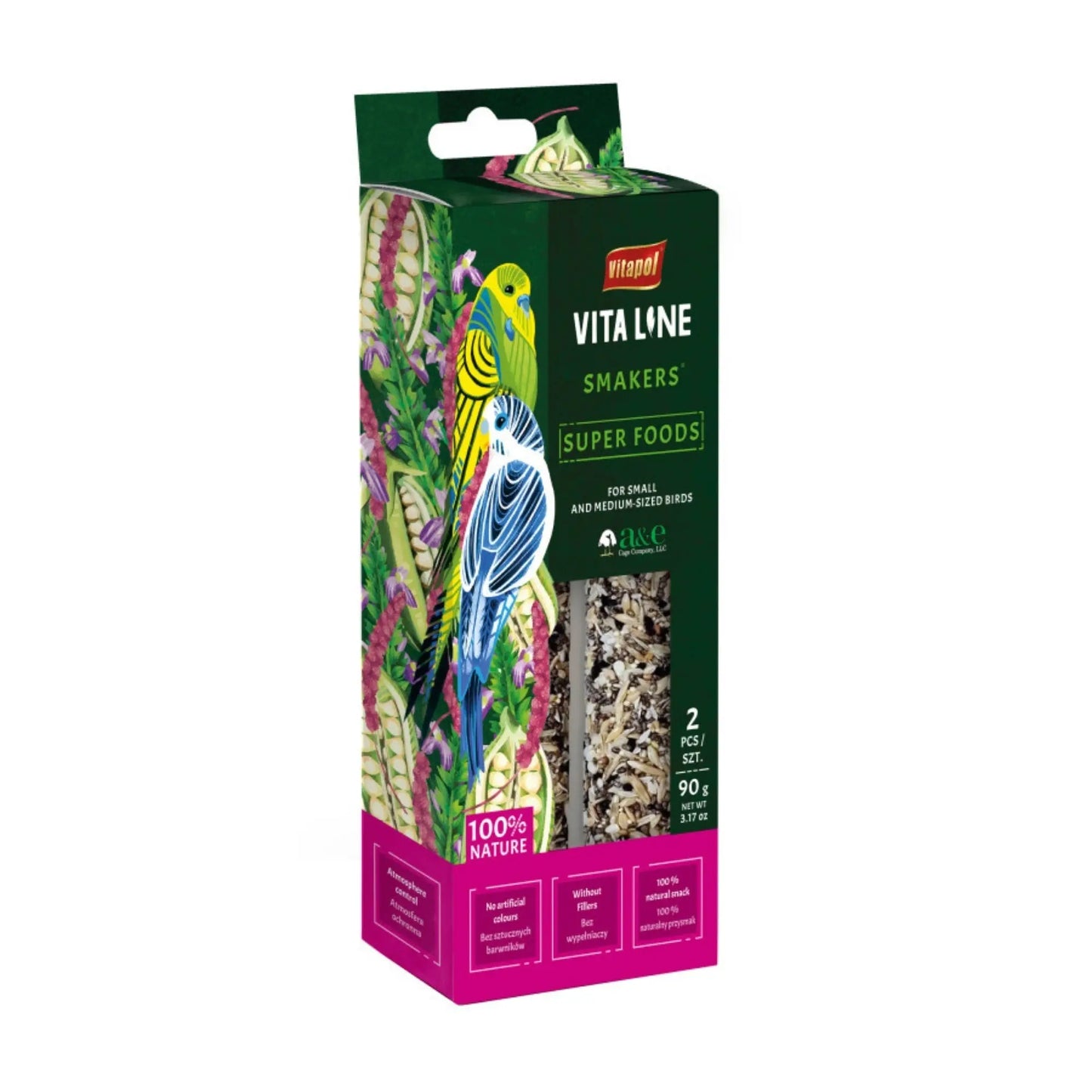 A & E Cages Vitapol Vita Line Smakers Super Foods for Small/Medium Size Birds 1ea/SM/MD, 2 pk A & E Cages