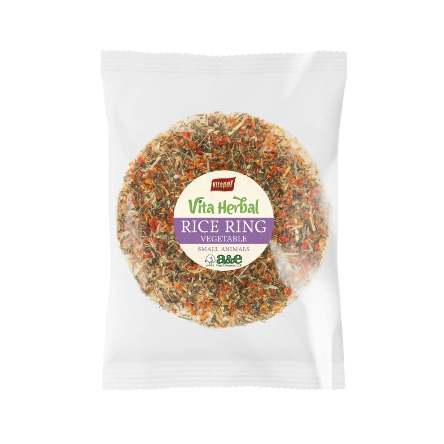 A & E Cages Vitapol Vita Herbal Rice Ring Vegetable Cake Small Animal Treat 1ea/One Size A & E Cages