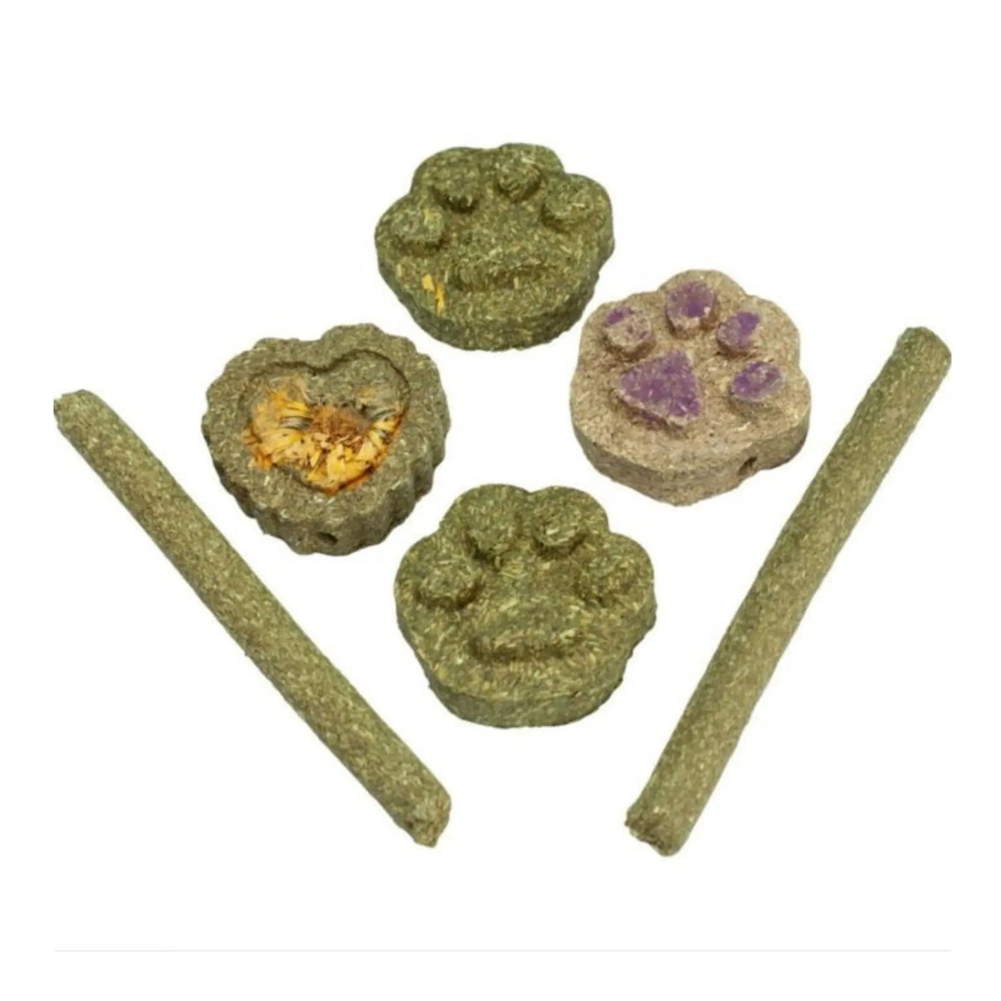 A and E Cages Barnyard Nibbles Hay Chew Small Animal Bites Variety 6pc A & E Cages