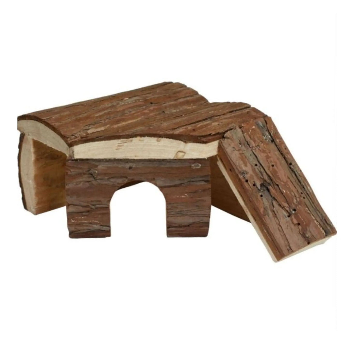 A E Cages Nibbles Log Cabin Small Animal Hut w-Ramp Brown; 1ea-SM A & E Cages