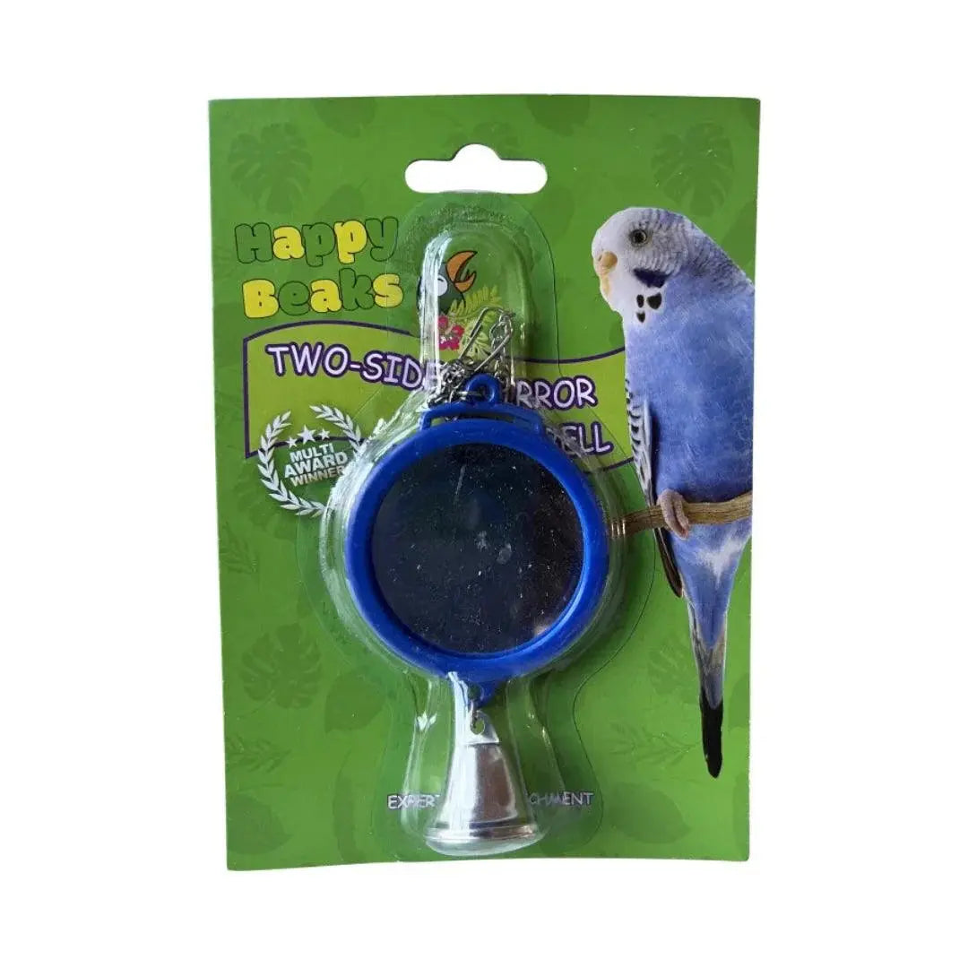 A & E Cages Happy Beaks 2-Sided Mirror with Bell Bird Toy 1ea/One Size A & E Cages