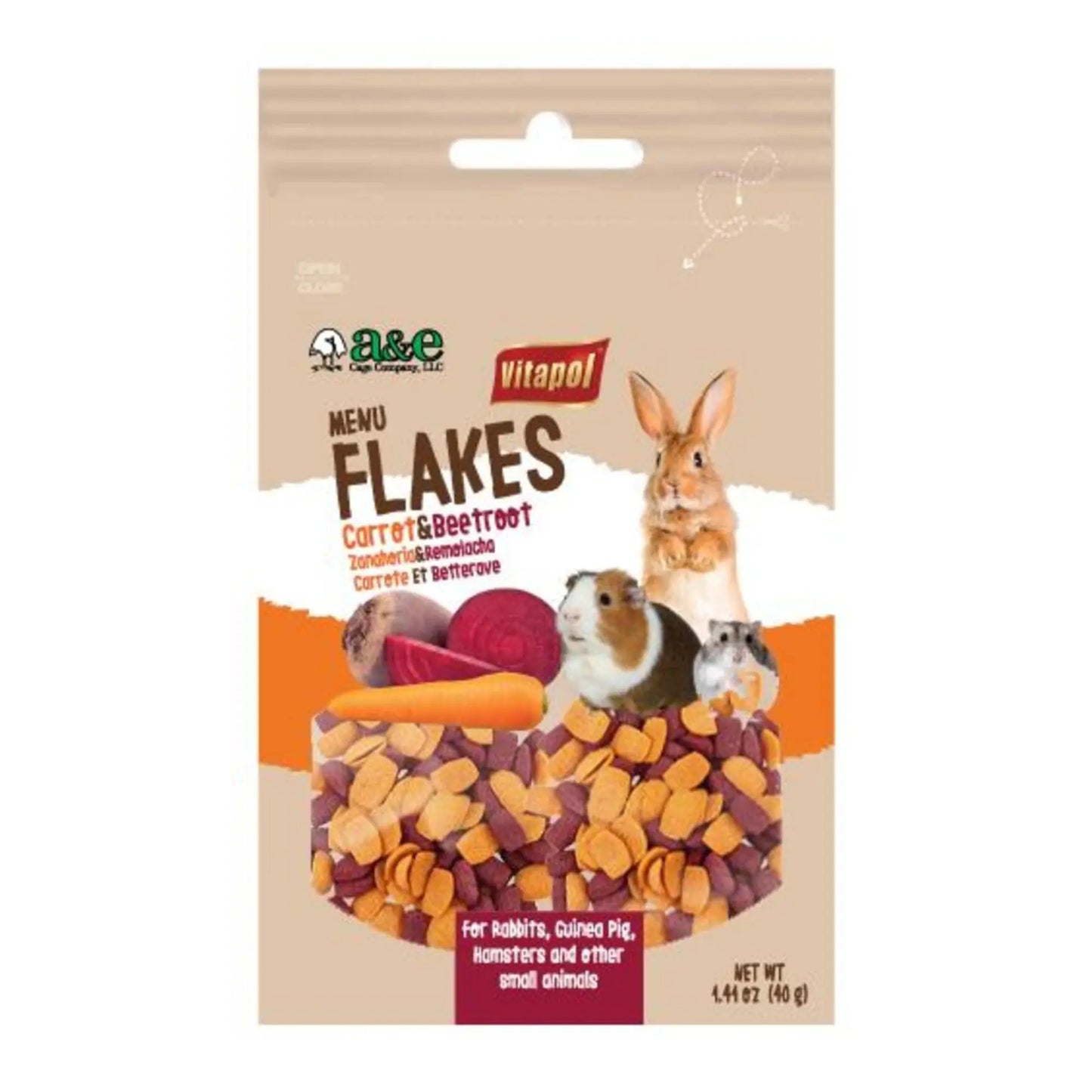 A E Cages Vitapol Menu Flakes Carrot Beetroot Small Animal Treats 1ea/4.4 oz A & E Cages