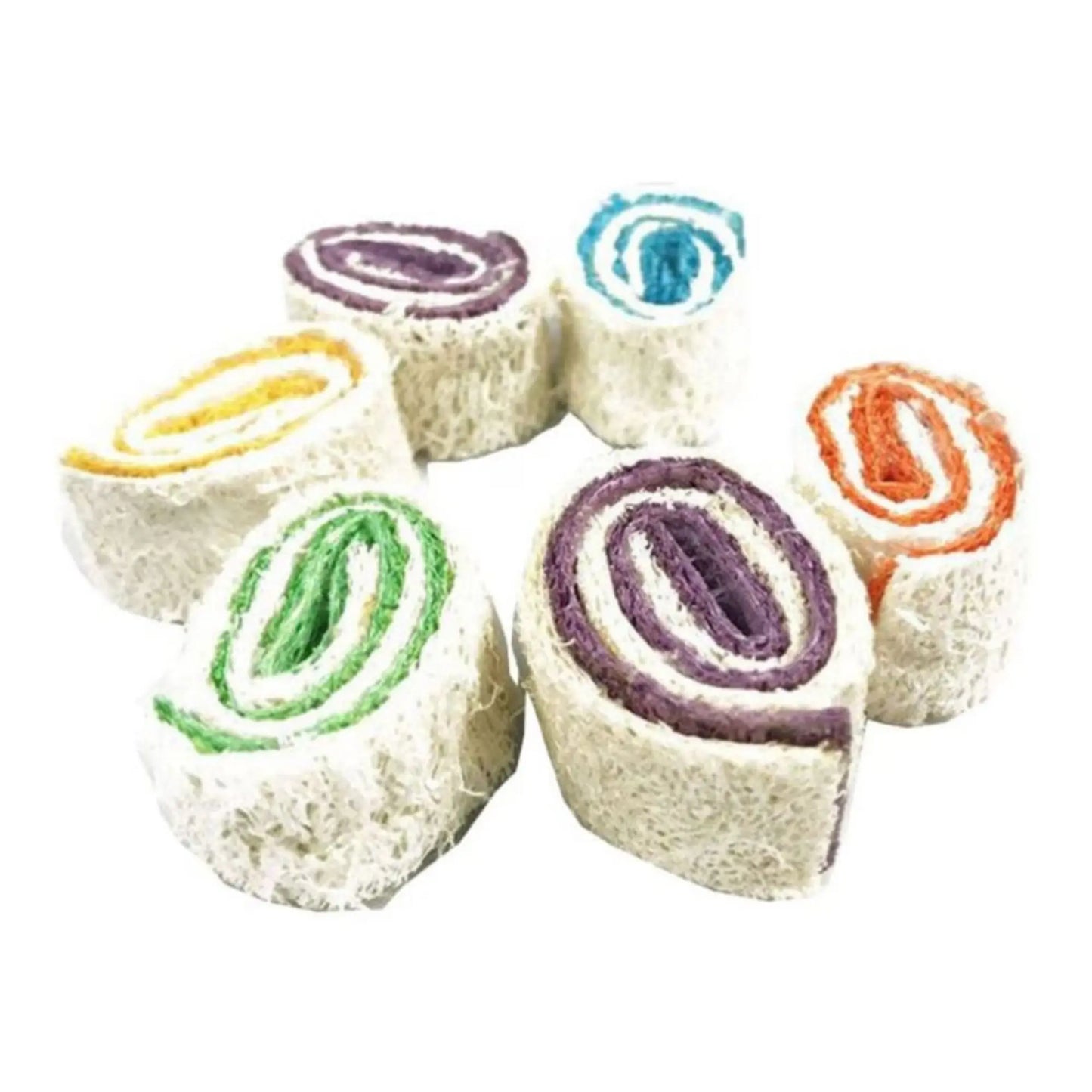 A & E Nibbles-Loofah-Roll-Ups-Chew-Toy-Assorted A & E Cages