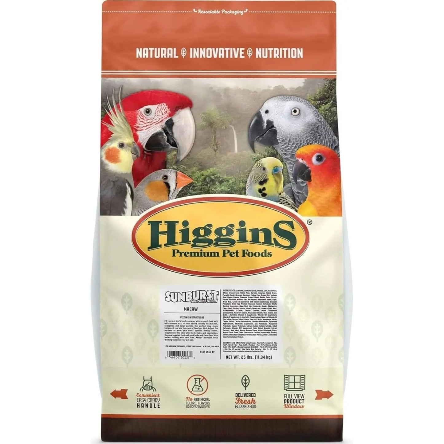 Sunburst Gourmet Blend Macaw 25 Lb Higgins