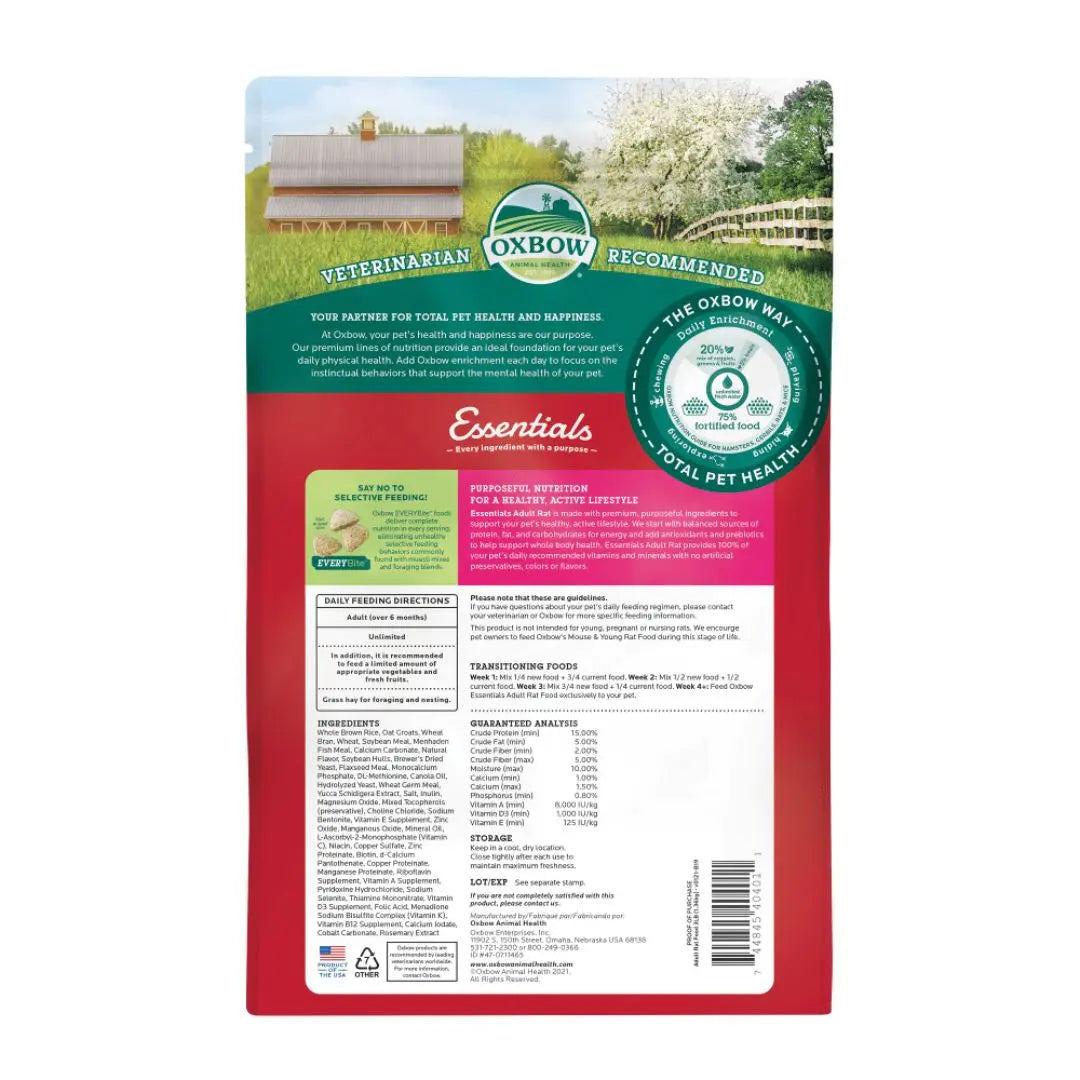 Oxbow Animal Health Essentials Adult Rat Food 1ea/3 lb Oxbow