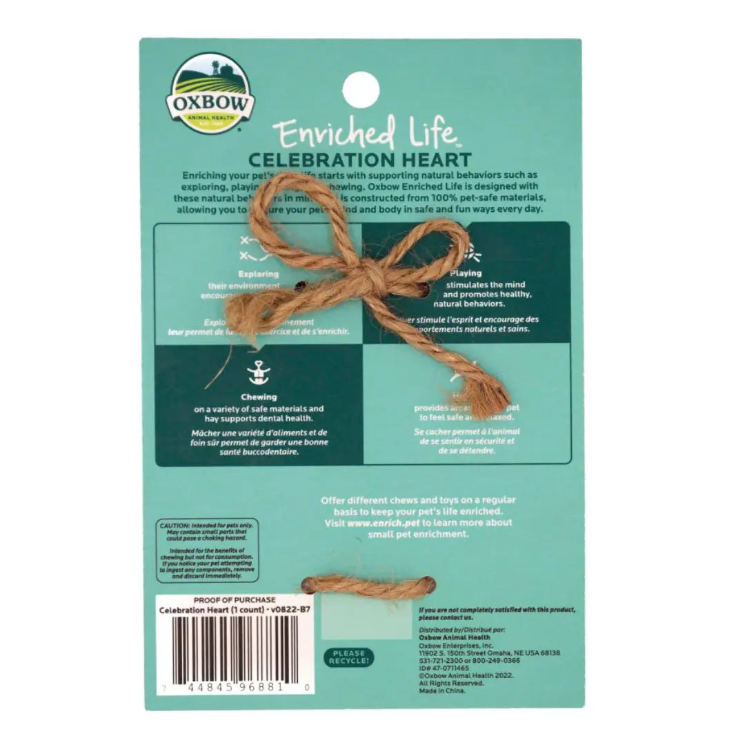 Oxbow Animal Health Enriched Life Celebration Heart Small Animal Chew Toy 1ea/One Size Oxbow
