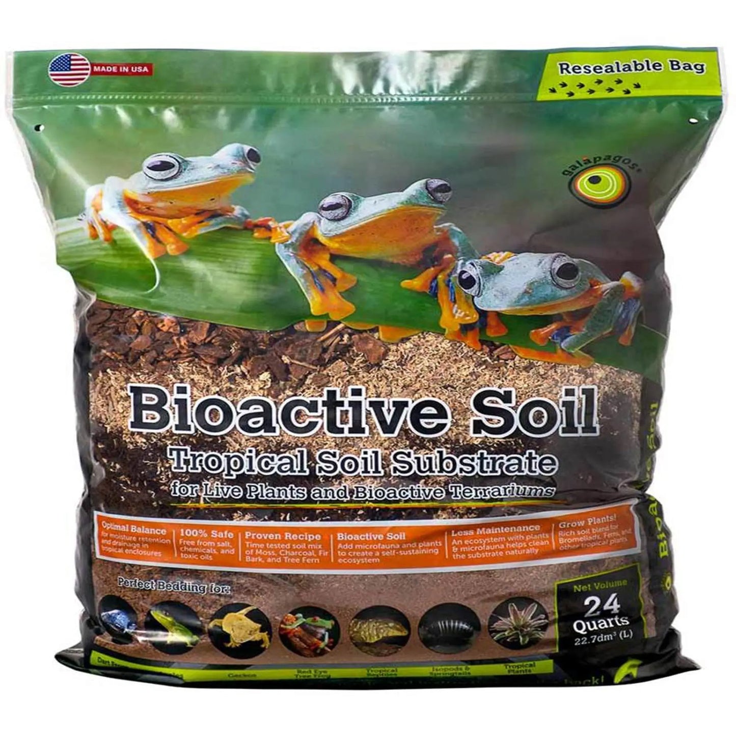 Galapagos Bioactive Tropical Soil Substrate Stand-Up Pouch 1ea/24 qt Galapagos