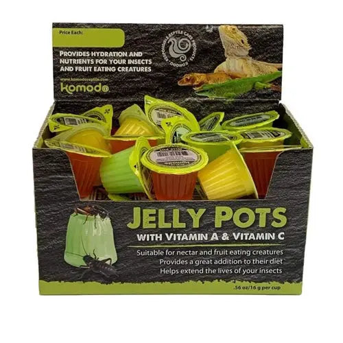 Komodo Jelly Pots Insect Food Fruit Flavor Display 1ea/0.56Oz Per Cup, 40 ct Komodo