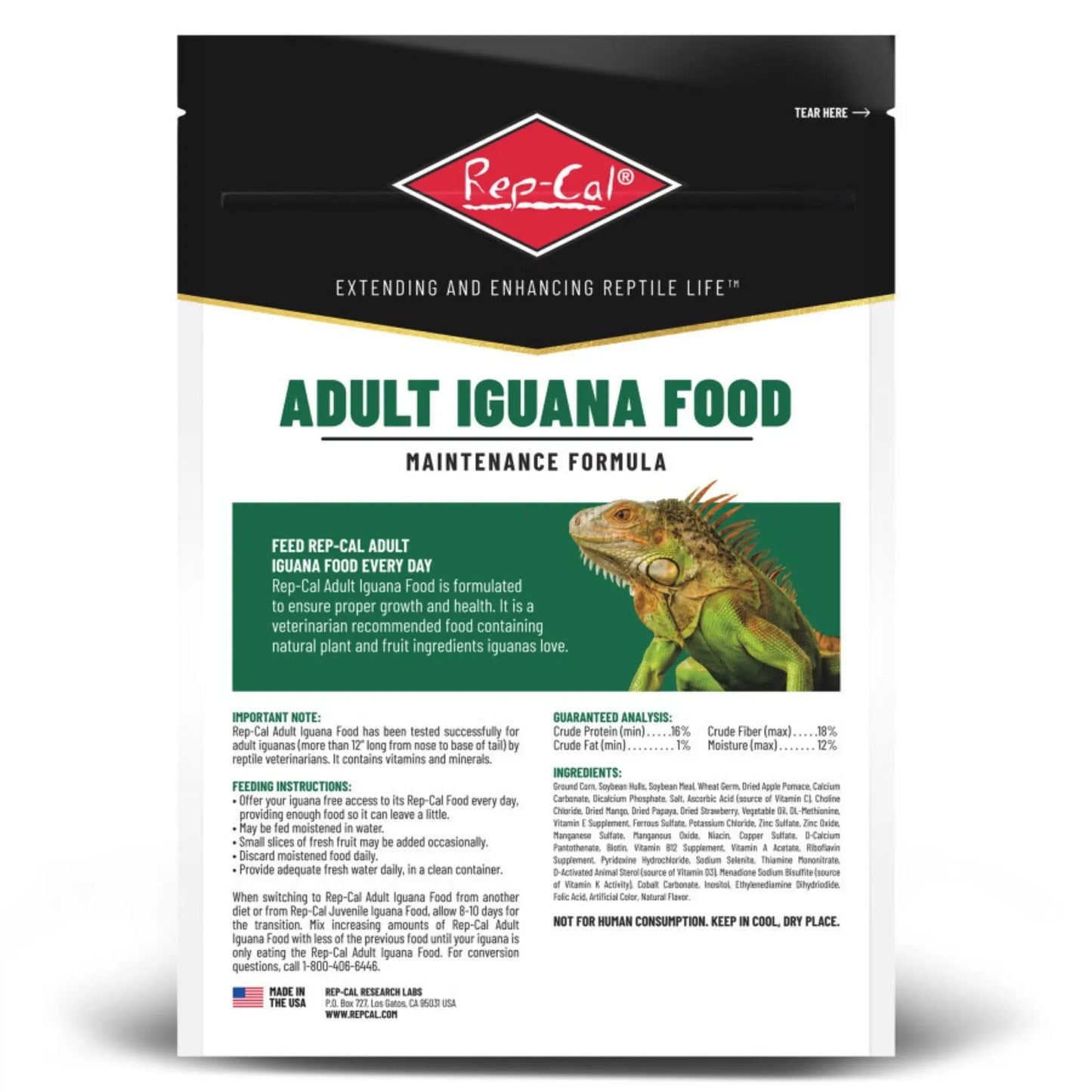 RepCal Research Labs Maintenance Formula Adult Iguana Dry Food Bag, 1ea/10 oz RepCal Research Labs