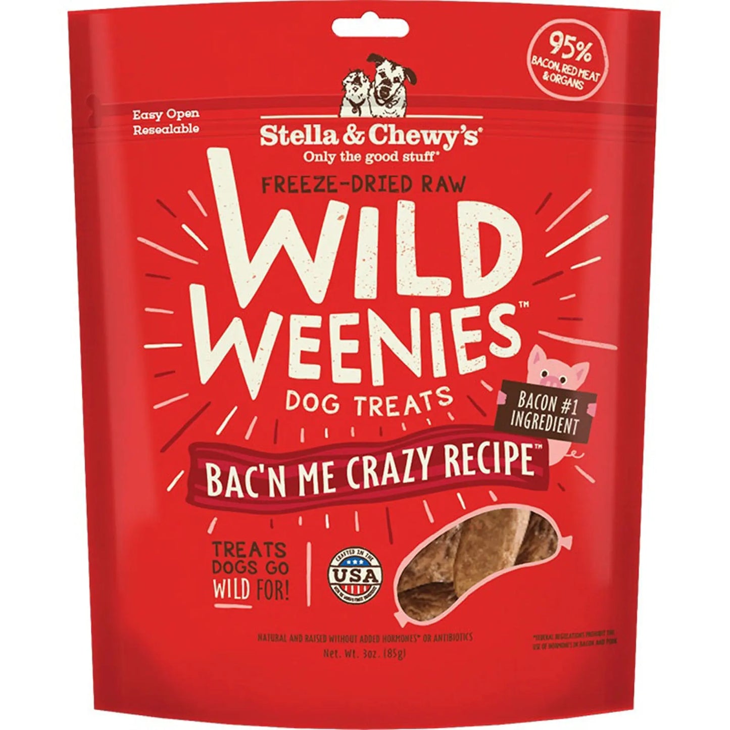 Stella And Chewys Dog Freeze-Dried Weenie Bacon 3oz. Stella & Chewys