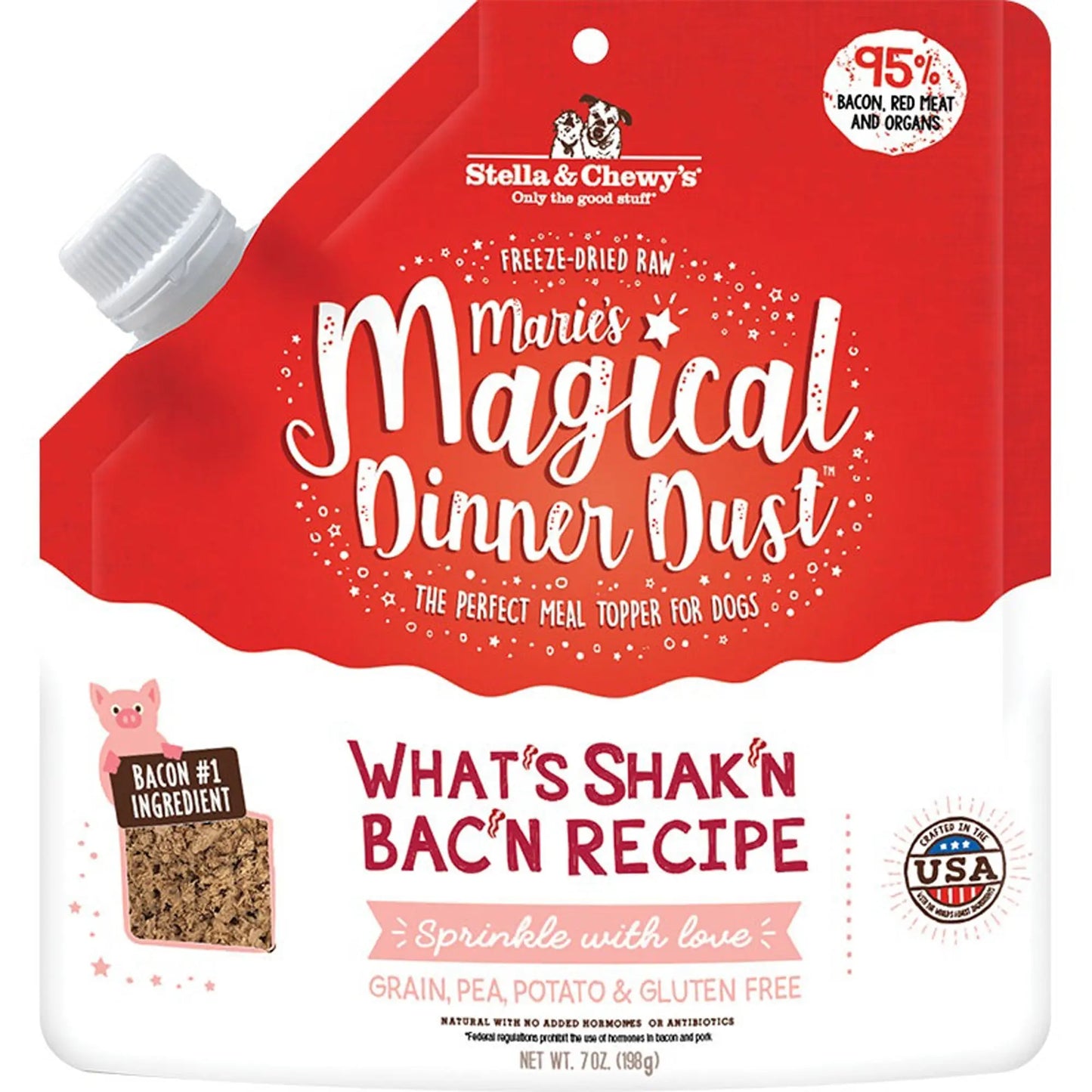 Stella And Chewys Dog Freeze-Dried Marie Magical Dinner Dust Bacon 7oz. Stella & Chewys