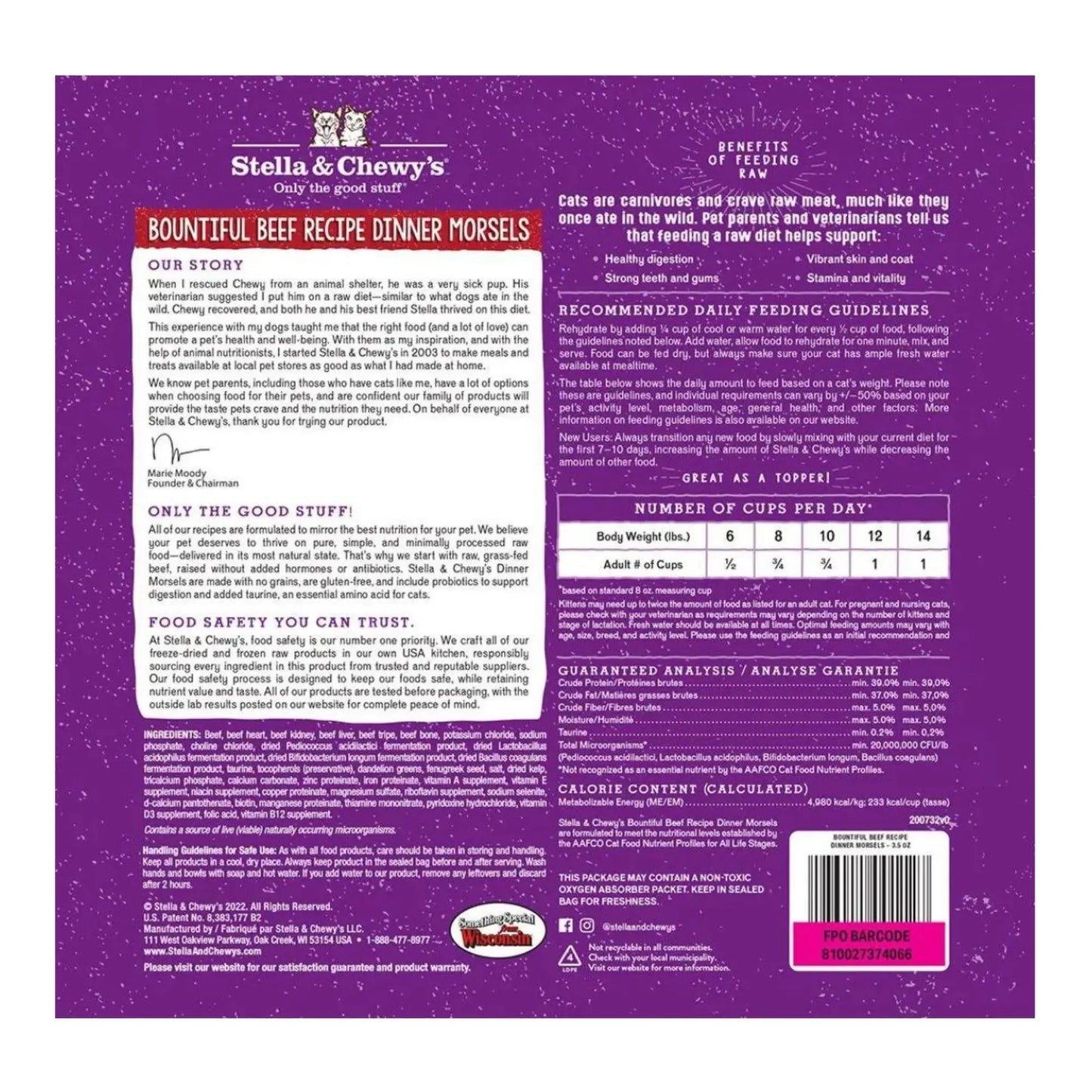 Stella and Chewys Bountiful Beef Freeze Dried Raw Dinner Morsels 18oz. Stella & Chewys