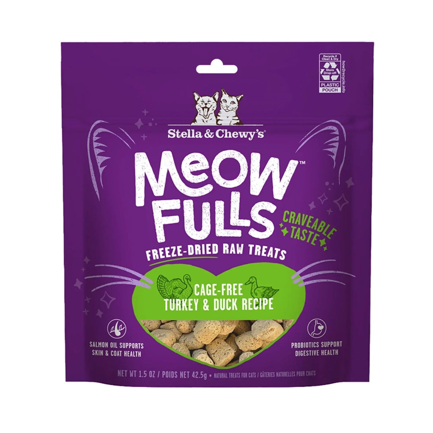Stella & Chewys Cat Meowfulls Freeze Dried Treat Turkey & Duck 1.5oz. Stella & Chewys