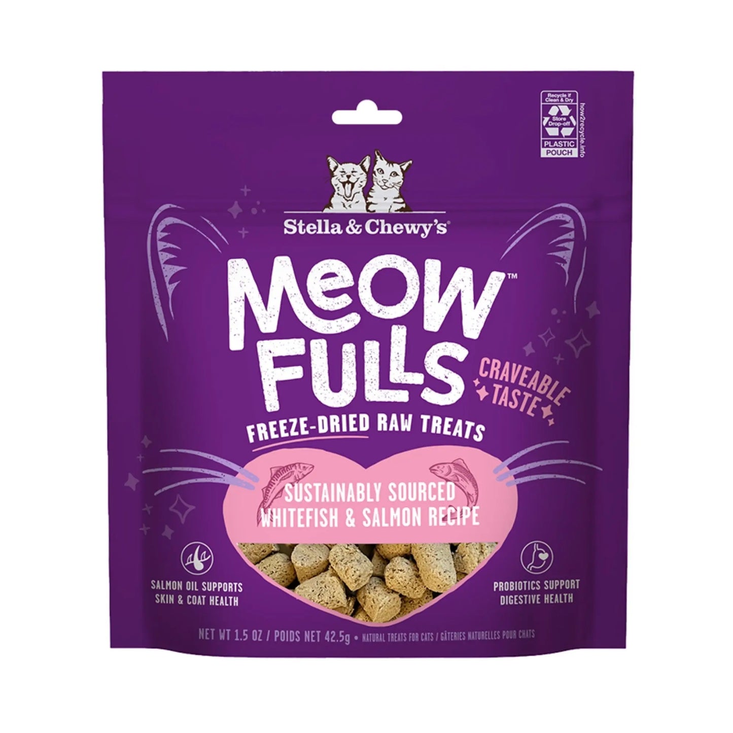 Stella & Chewys Cat Meowfulls Freeze Dried Treat Whitefish & Salmon 1.5oz. Stella & Chewys