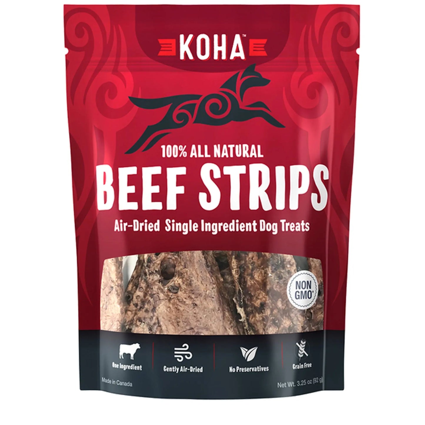 Koha Dog Grain Free Air Dried Beef Strips 3.25oz. Koha