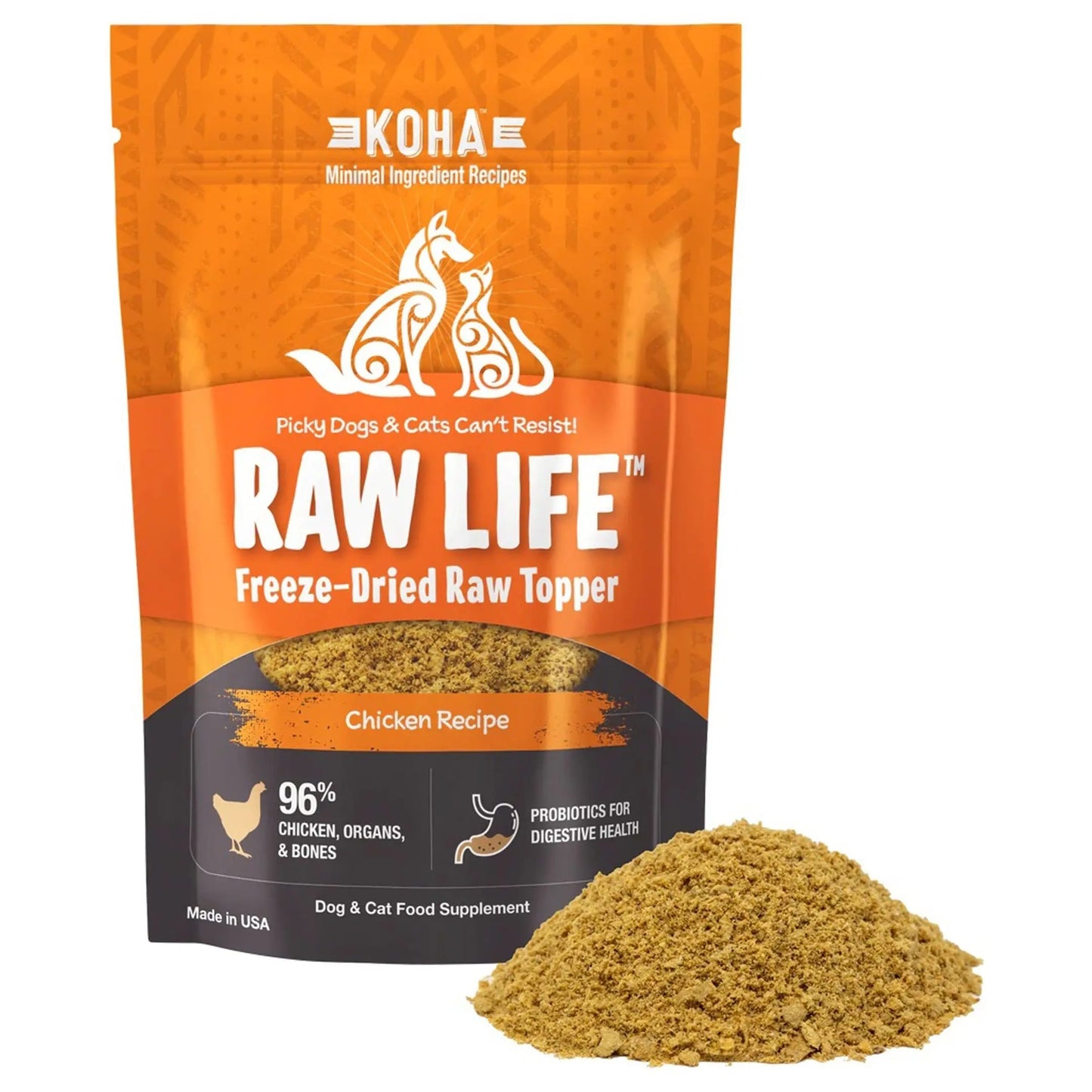 Koha Dog Cat Grain Free Raw Freeze Dried Topper Chicken 8oz. Koha