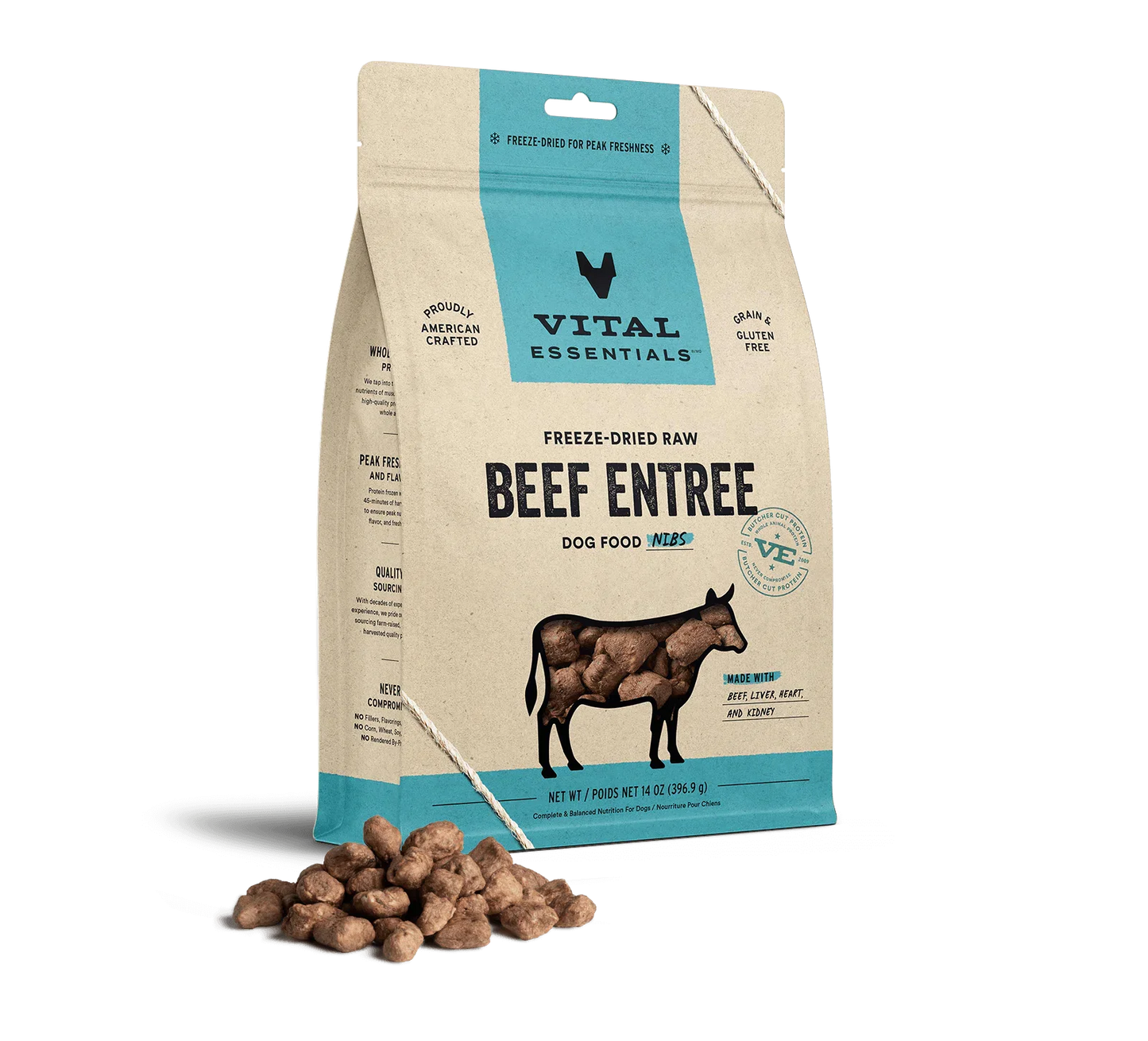 Vital Essentials Dog Freeze-Dried Nibs Beef 14oz. Vital Essentials