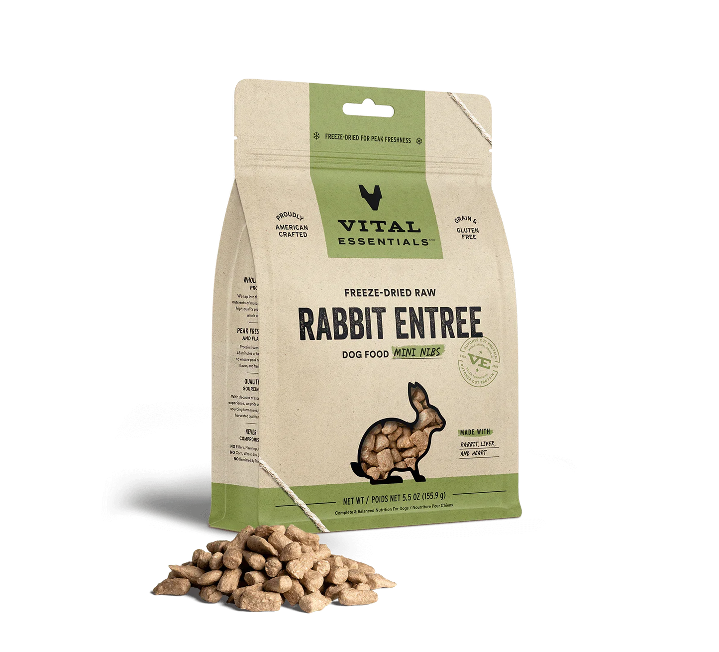 Vital Essentials Dog Freeze-Dried Mini Nibs Rabbit 5.5oz. Vital Essentials