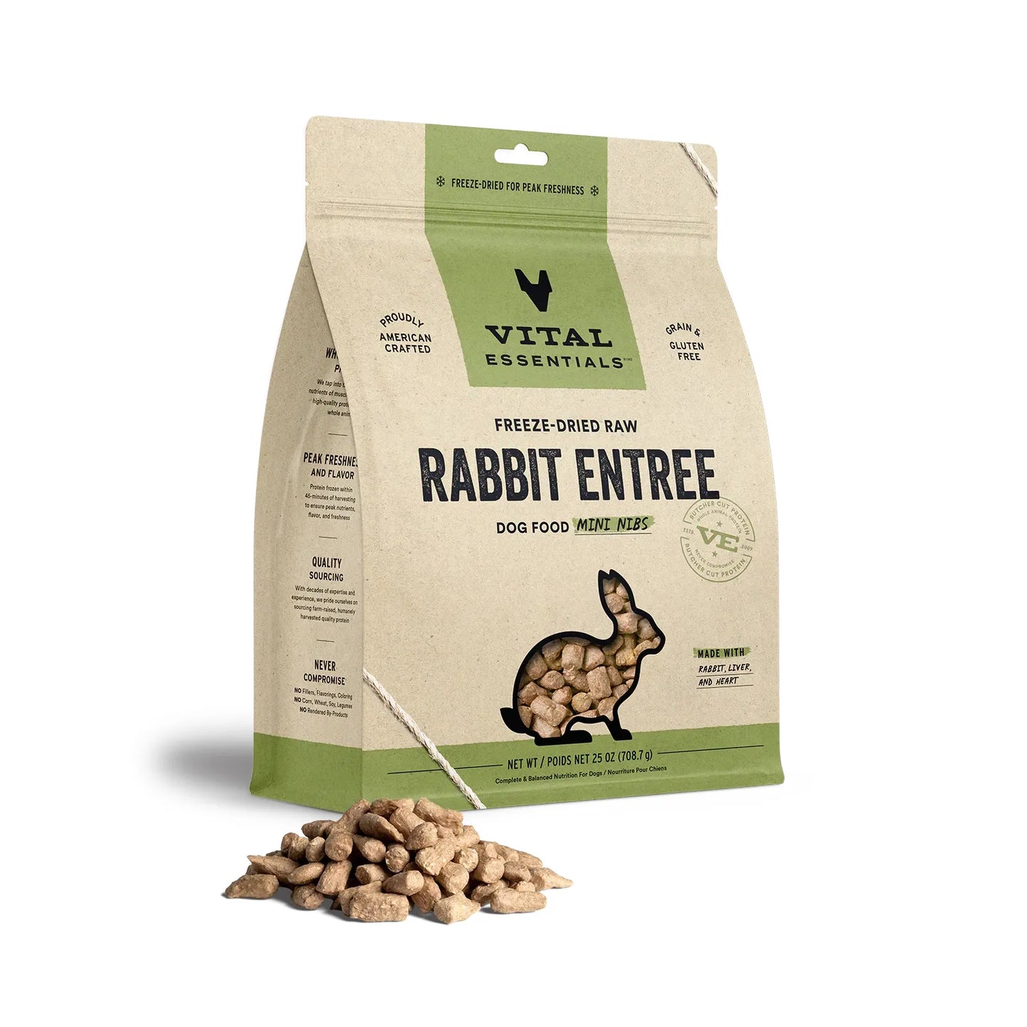 Vital Essentials Dog Freeze-Dried Mini Nibs Rabbit 25oz. Vital Essentials