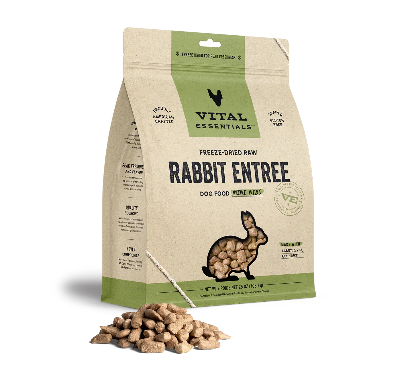 Vital Essentials Dog Freeze-Dried Mini Nibs Rabbit 25oz. Vital Essentials