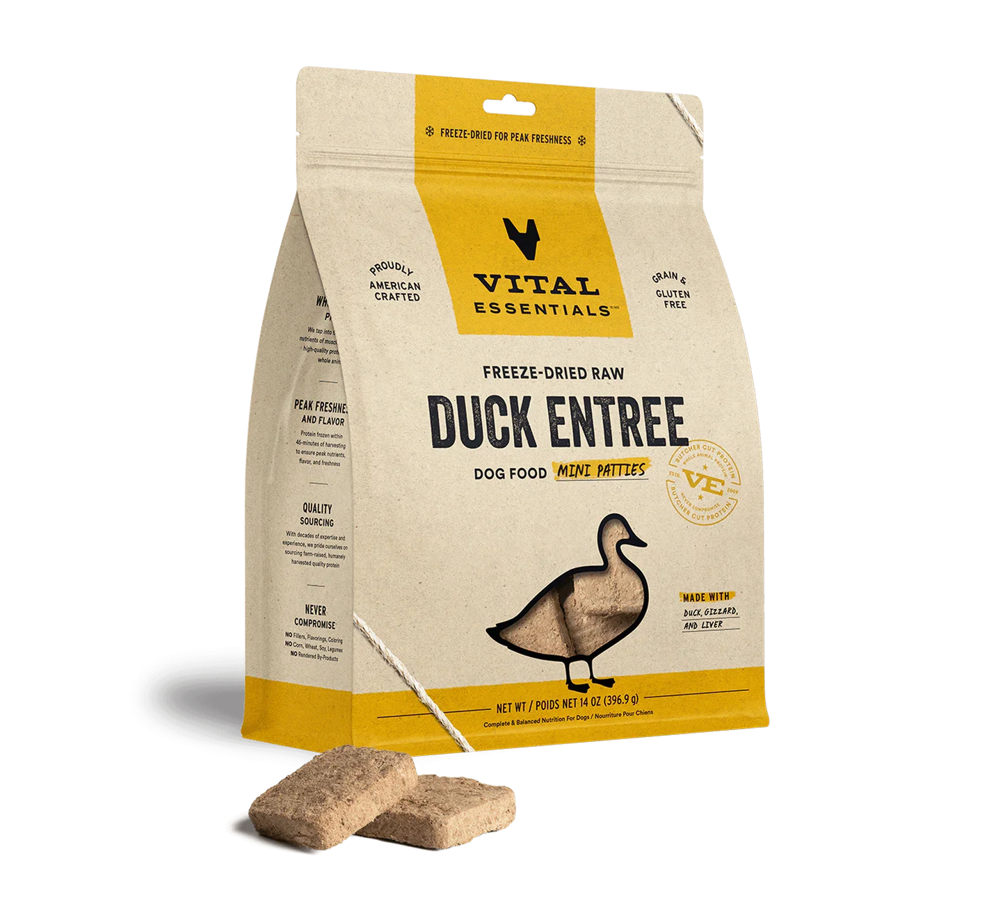 Vital Essentials Dog Freeze-Dried Mini Patties Duck 14oz. Vital Essentials