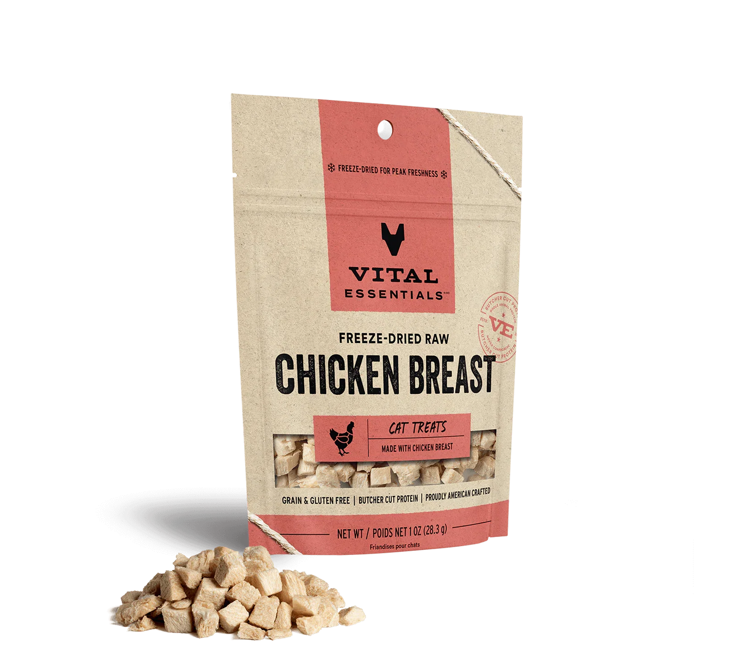 Vital Essentials Cat Freeze-Dried Treat Chicken Breast 1oz. Vital Essentials