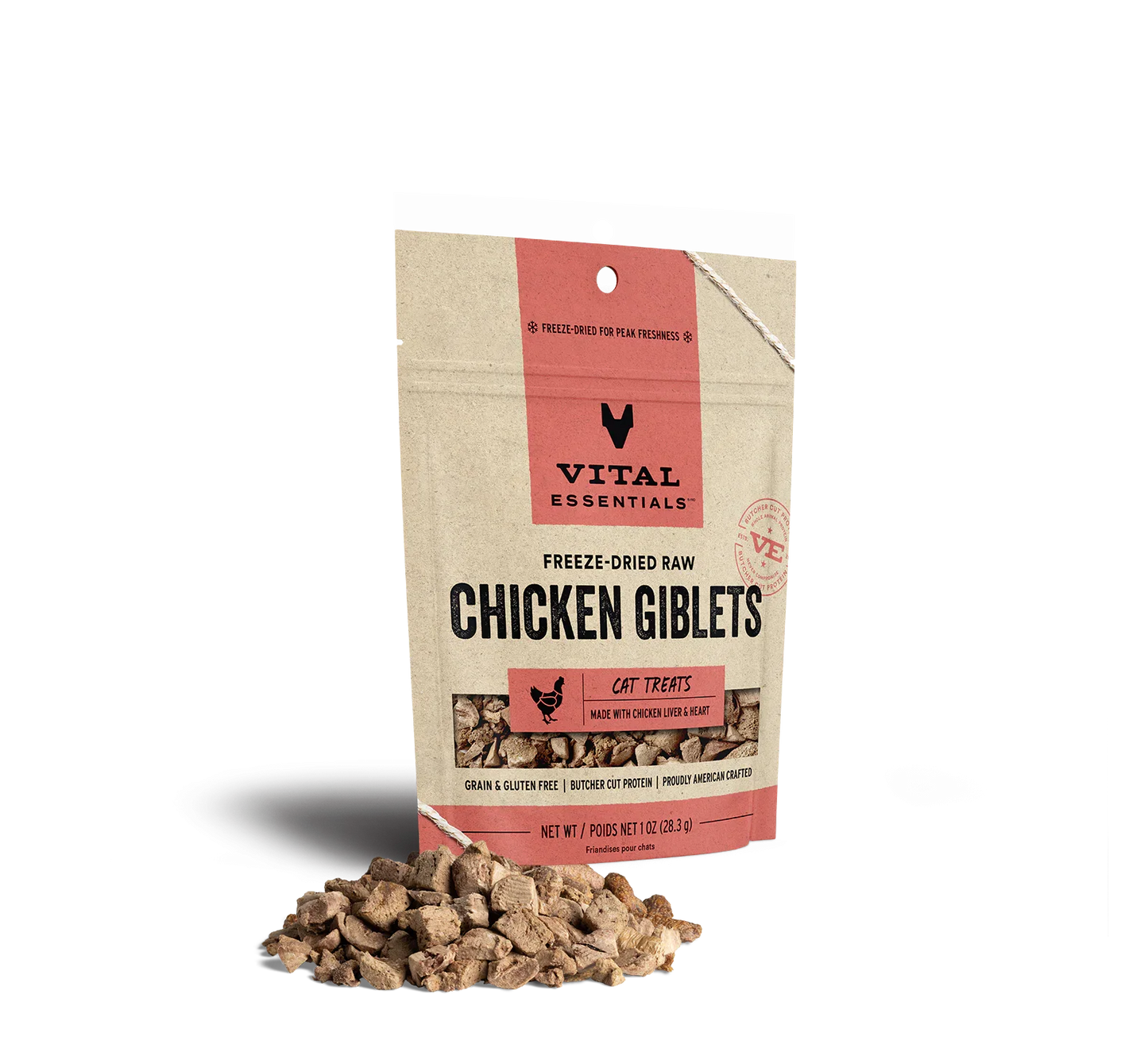 Vital Essentials Cat Freeze-Dried Treat Chicken Giblet 1oz. Vital Essentials