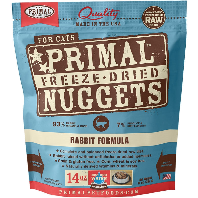 Primal Pet Foods Freeze Dried Food For Cats 14oz. Rabbit Primal Pet Food