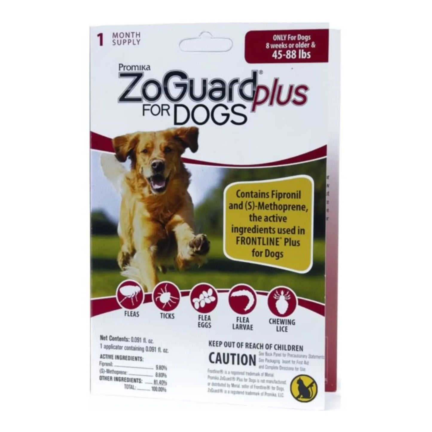 Zoguard Plus Spot-On Singles For Dogs 45-88 Lb-1 Pk Zoguard