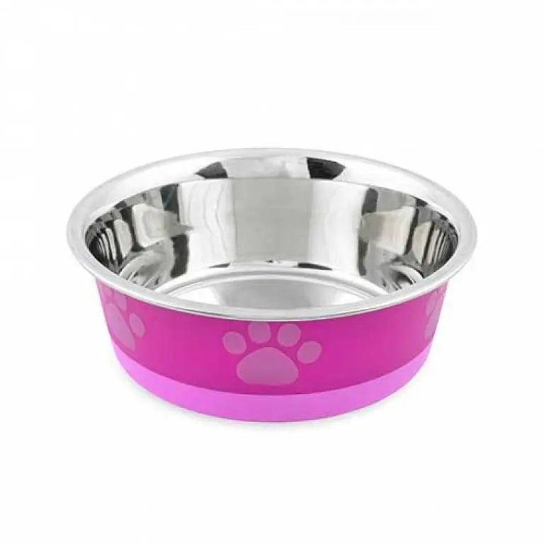 Buddy's Line Bonded Bowl - Fuchsia w/Pink Paw Print Buddy's Line