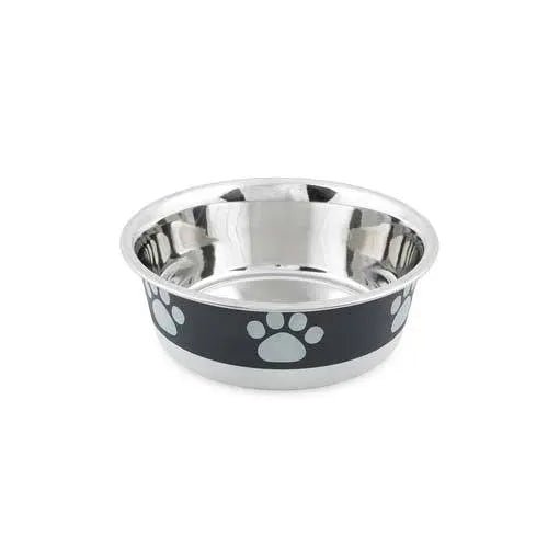 Buddy's Line Bonded Bowl - Small Black w/White Paw Print Buddy's Line