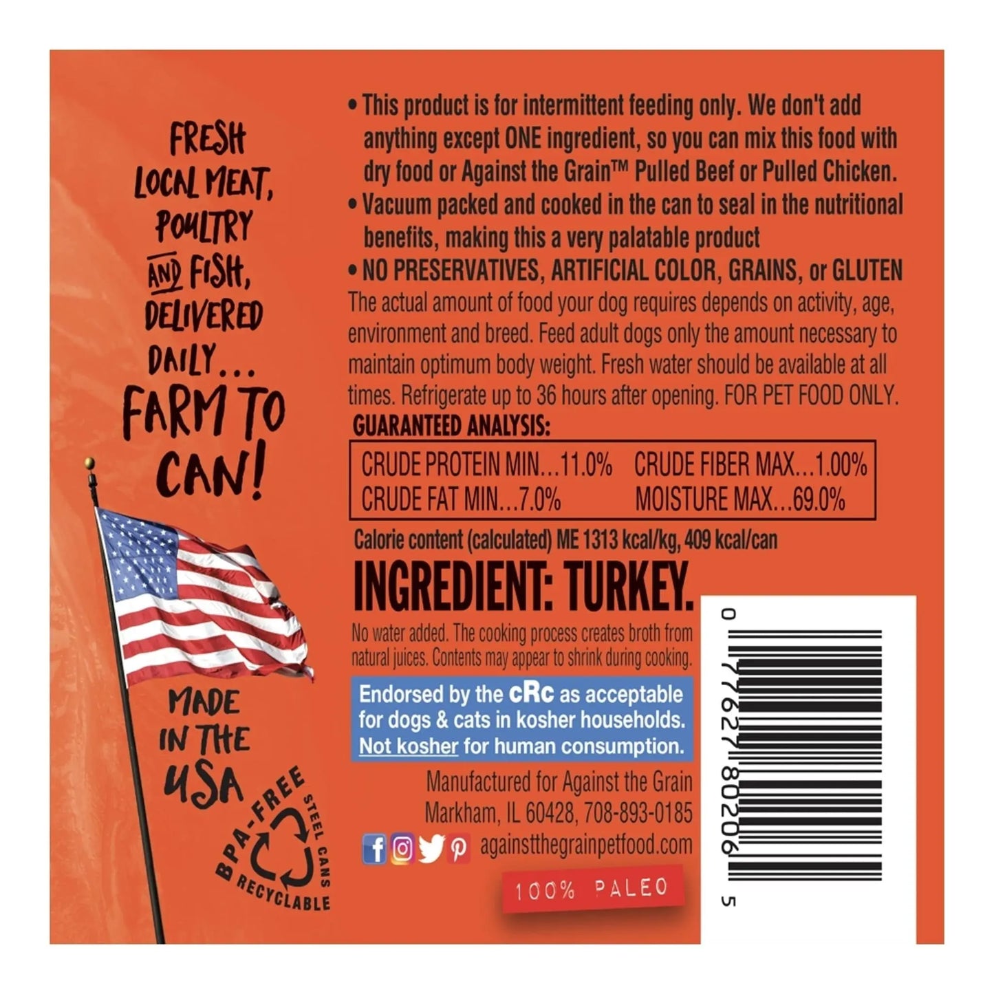 Nothing Else! 100% Turkey (Against the Grain) Single Can Garver