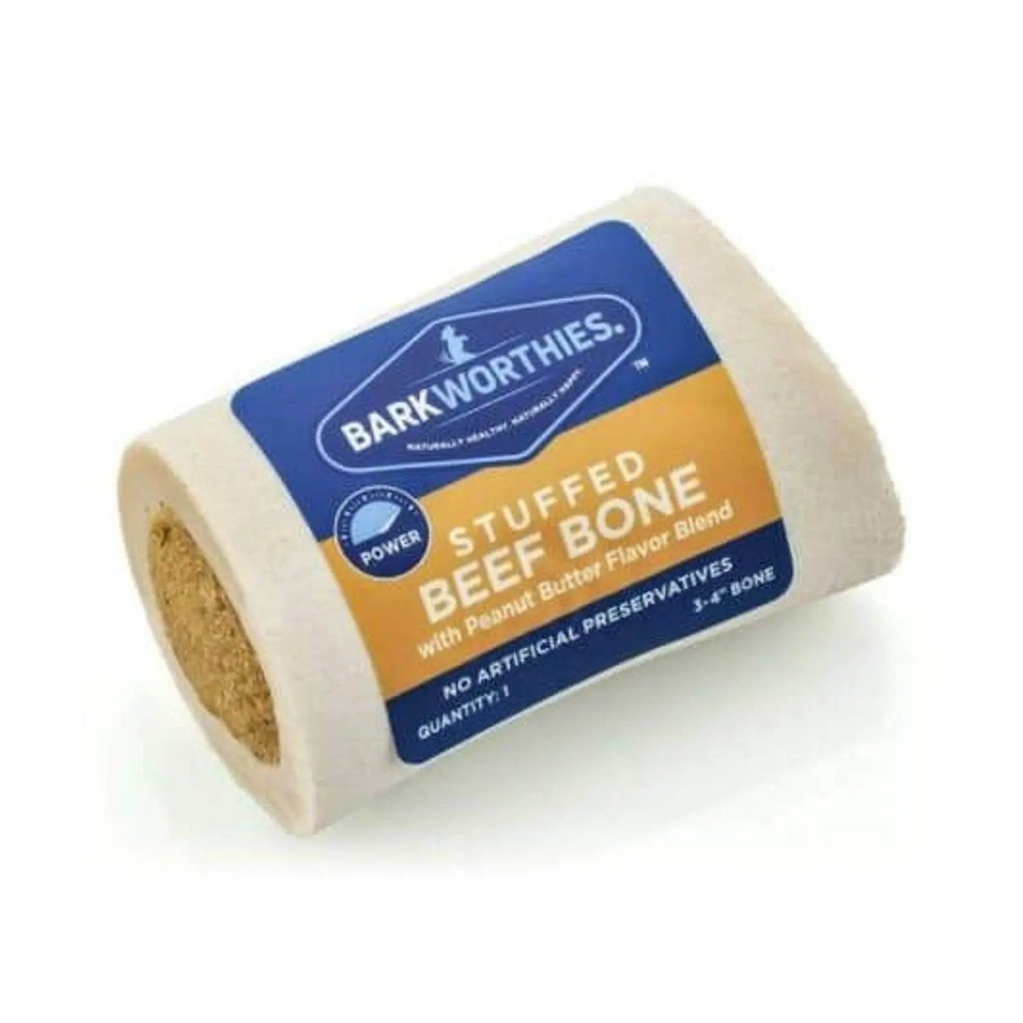 Barkworthies 3-4" Stuffed Beef Bone - Peanut Butter Pet Food Experts