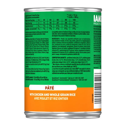 IAMS Proactive Health Paté Adult Wet Dog Food Pate w/Chicken & Rice 13.2oz (Case of 12) IAMS