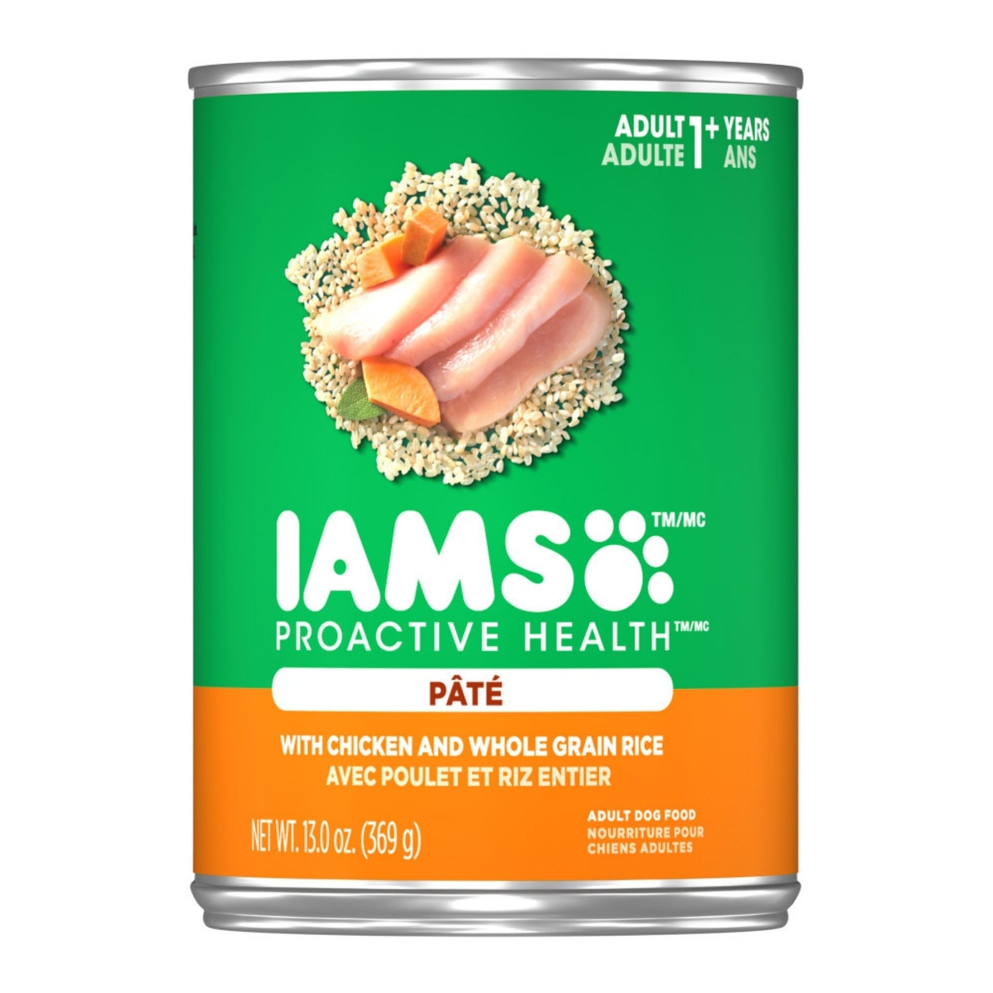IAMS Proactive Health Paté Adult Wet Dog Food Pate w/Chicken & Rice 13.2oz (Case of 12) IAMS