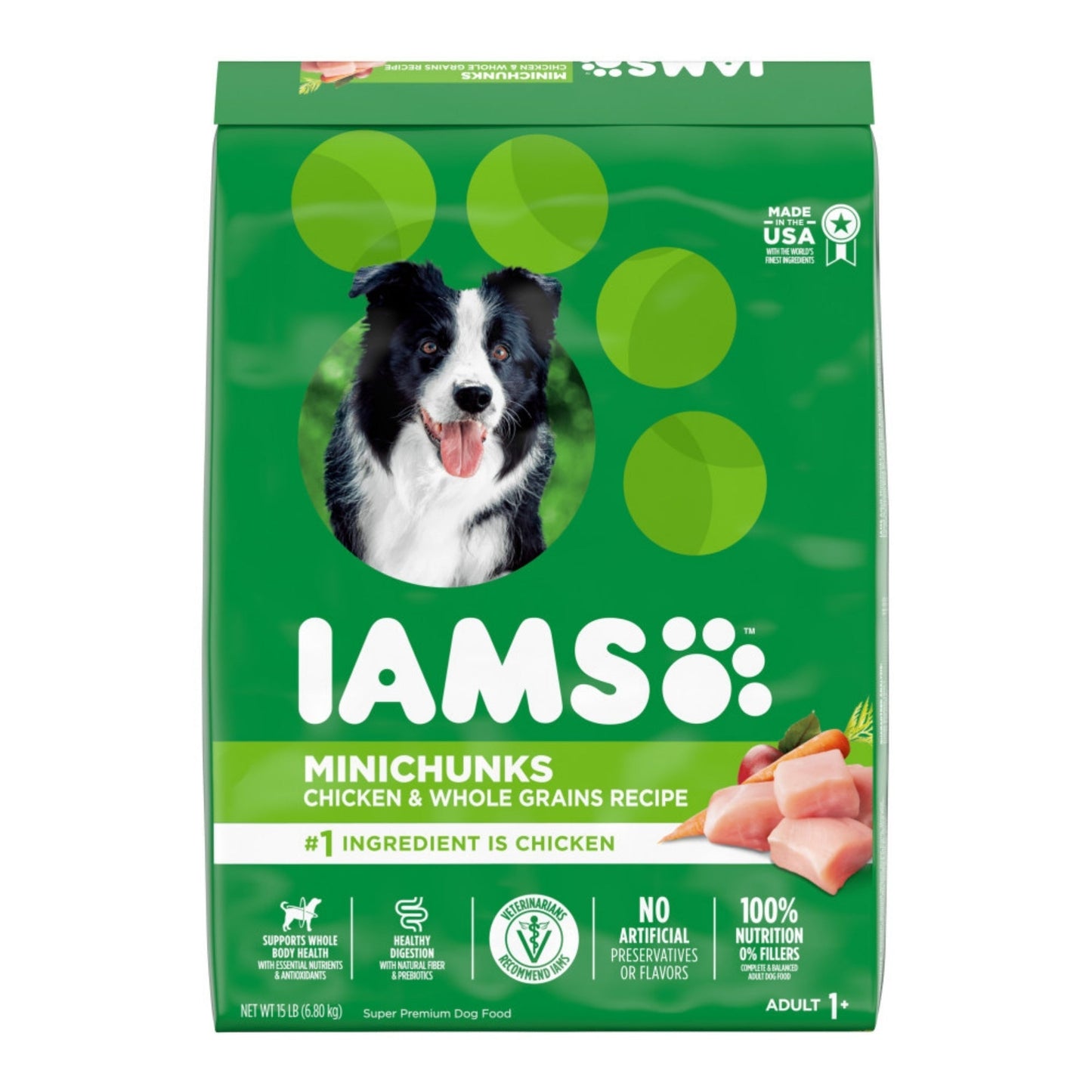 IAMS Minichunks Small Kibble High Protein Adult Dry Dog Food Real Chicken 15lb IAMS