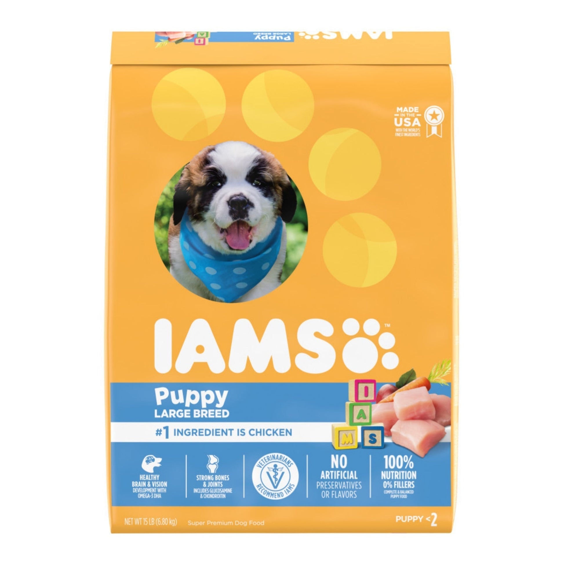 IAMS Smart Large Breed Puppy Dry Dog Food Real Chicken 15lb IAMS