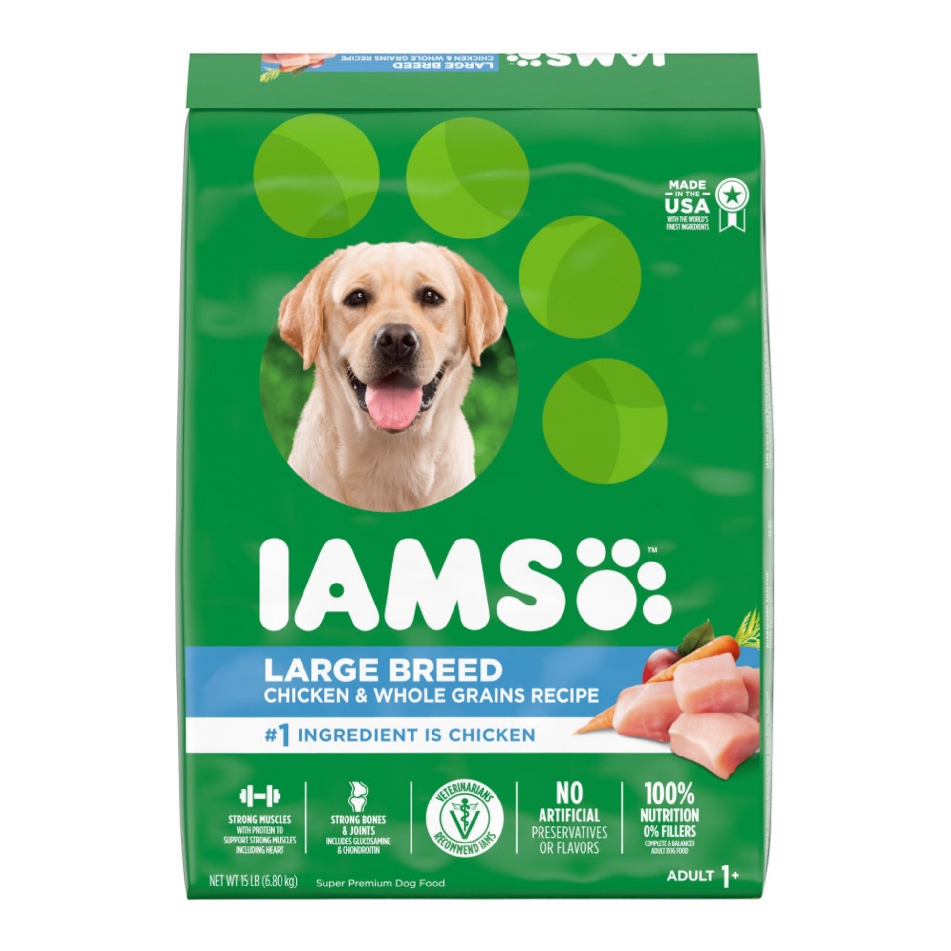 IAMS High Protein Large Breed Adult Dry Dog Food Real Chicken 15lb IAMS