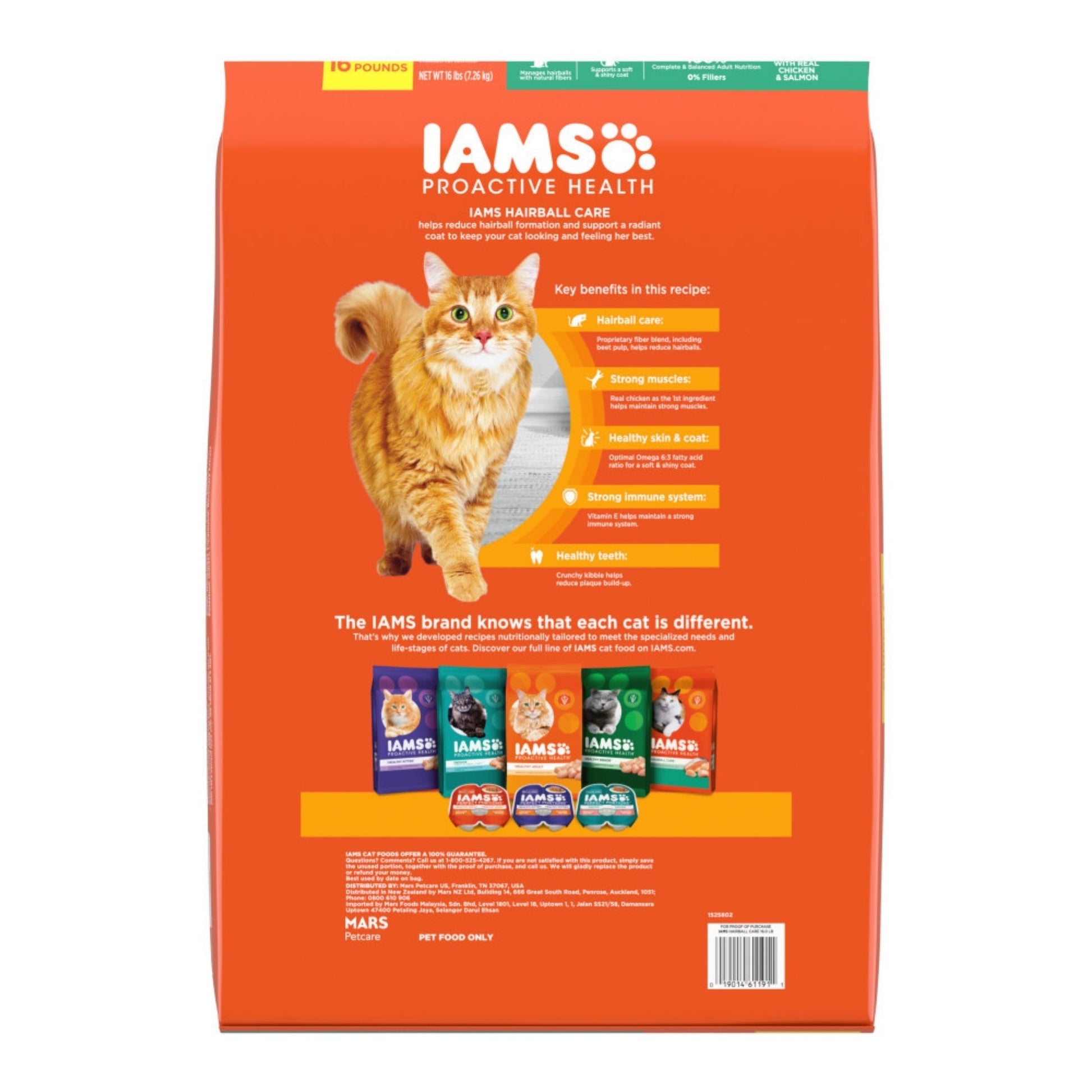 IAMS Proactive Health Hairball Care Adult Dry Cat Food Chicken & Salmon 16lb IAMS