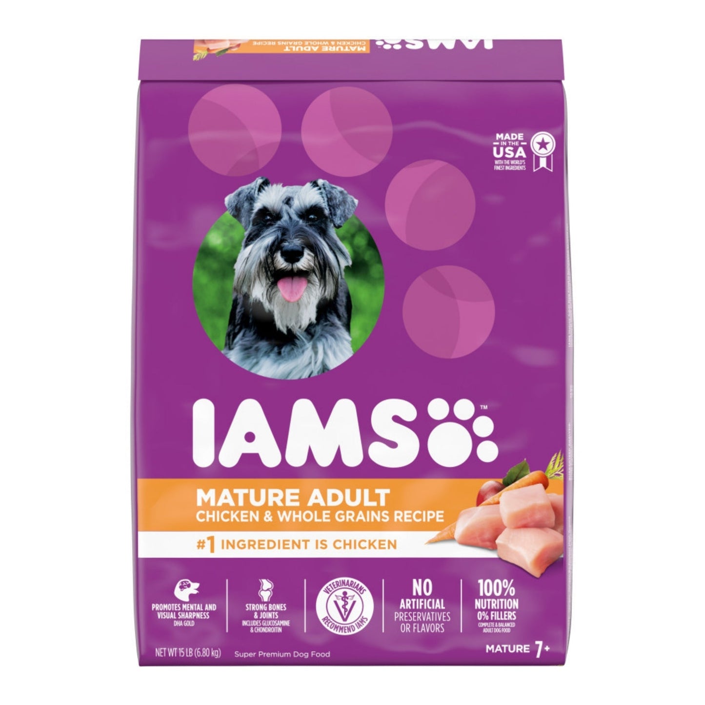 IAMS Mature Adult Senior Dry Dog Food Real Chicken 15lb IAMS