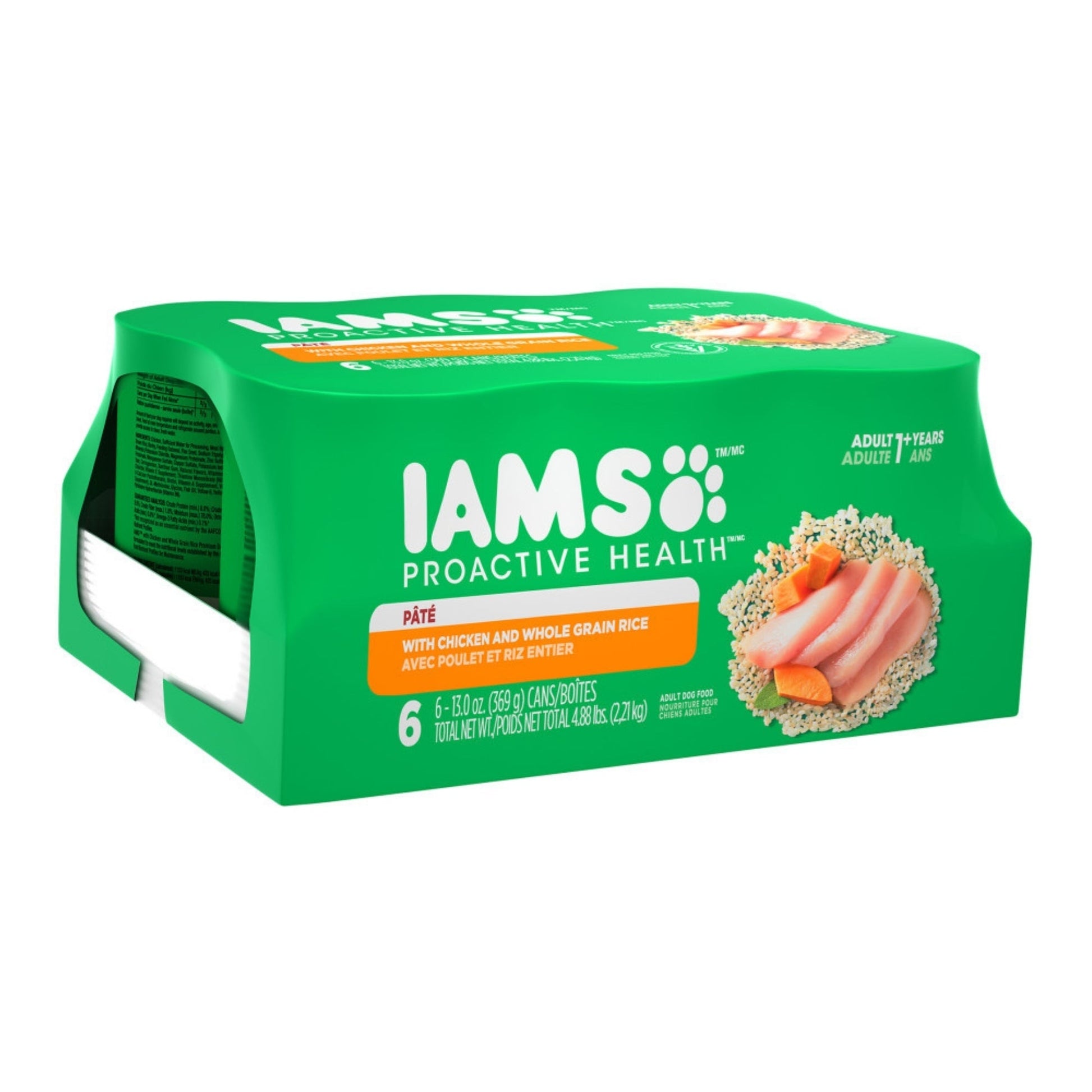 IAMS Proactive Health Paté Adult Wet Dog Food Pate w/Chicken & Rice 13oz 6pk IAMS