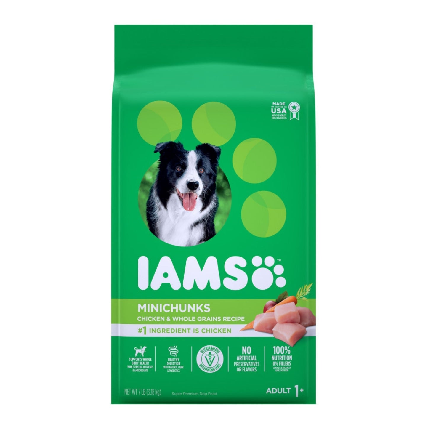 IAMS Minichunks Small Kibble High Protein Adult Dry Dog Food Real Chicken 7lb IAMS