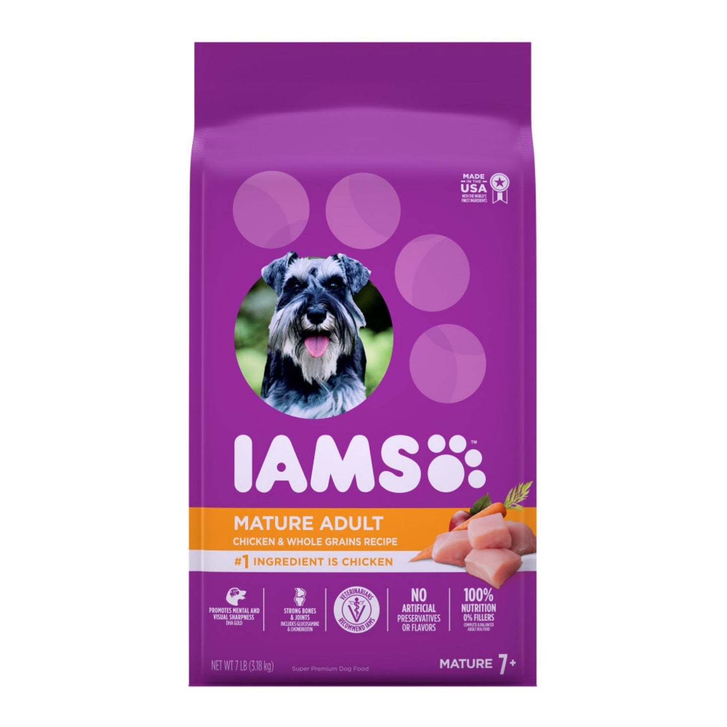 IAMS Mature Adult Senior Dry Dog Food Real Chicken 7lb IAMS