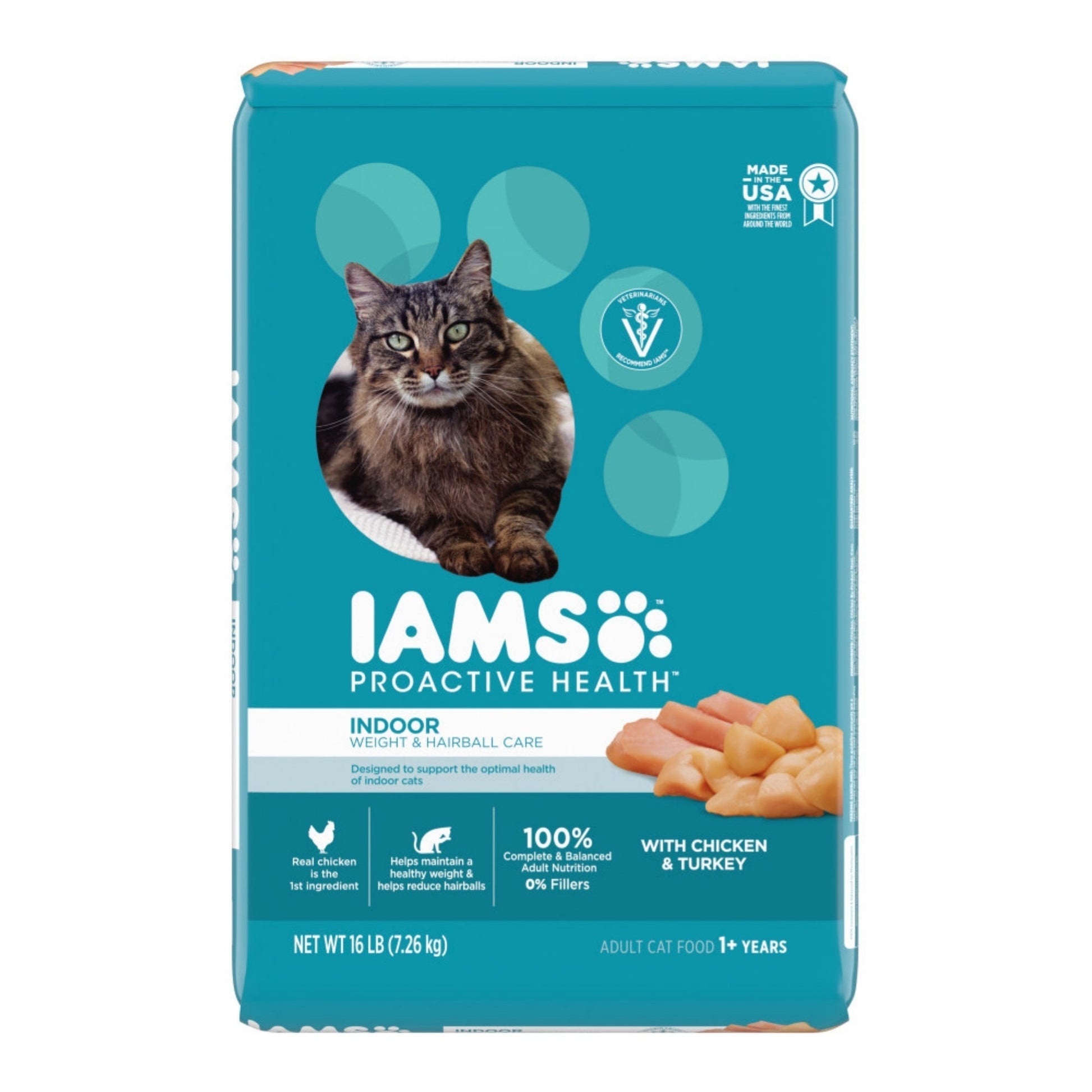 IAMS Proactive Health Weight Control & Hairball Care Indoor Adult Dry Cat Food Chicken & Turkey 16lb IAMS