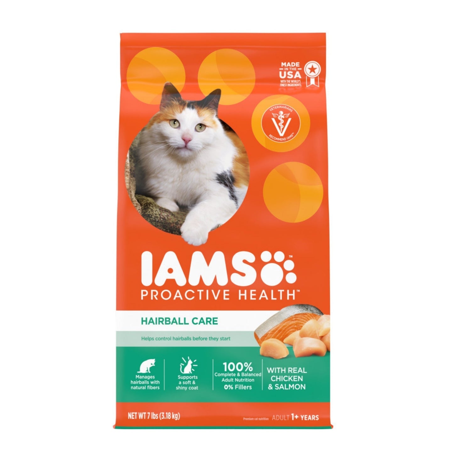 IAMS Proactive Health Hairball Care Adult Dry Cat Food Chicken & Salmon 7lb IAMS