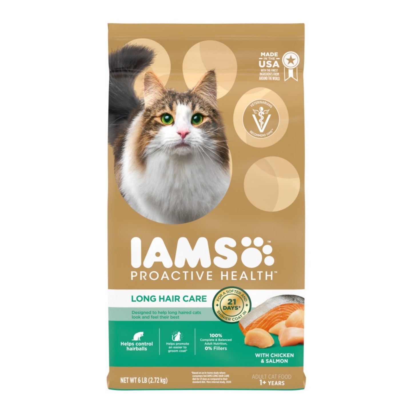 IAMS ProActive Health Adult Long Hair Dry Cat Food Chicken & Salmon 6lb IAMS