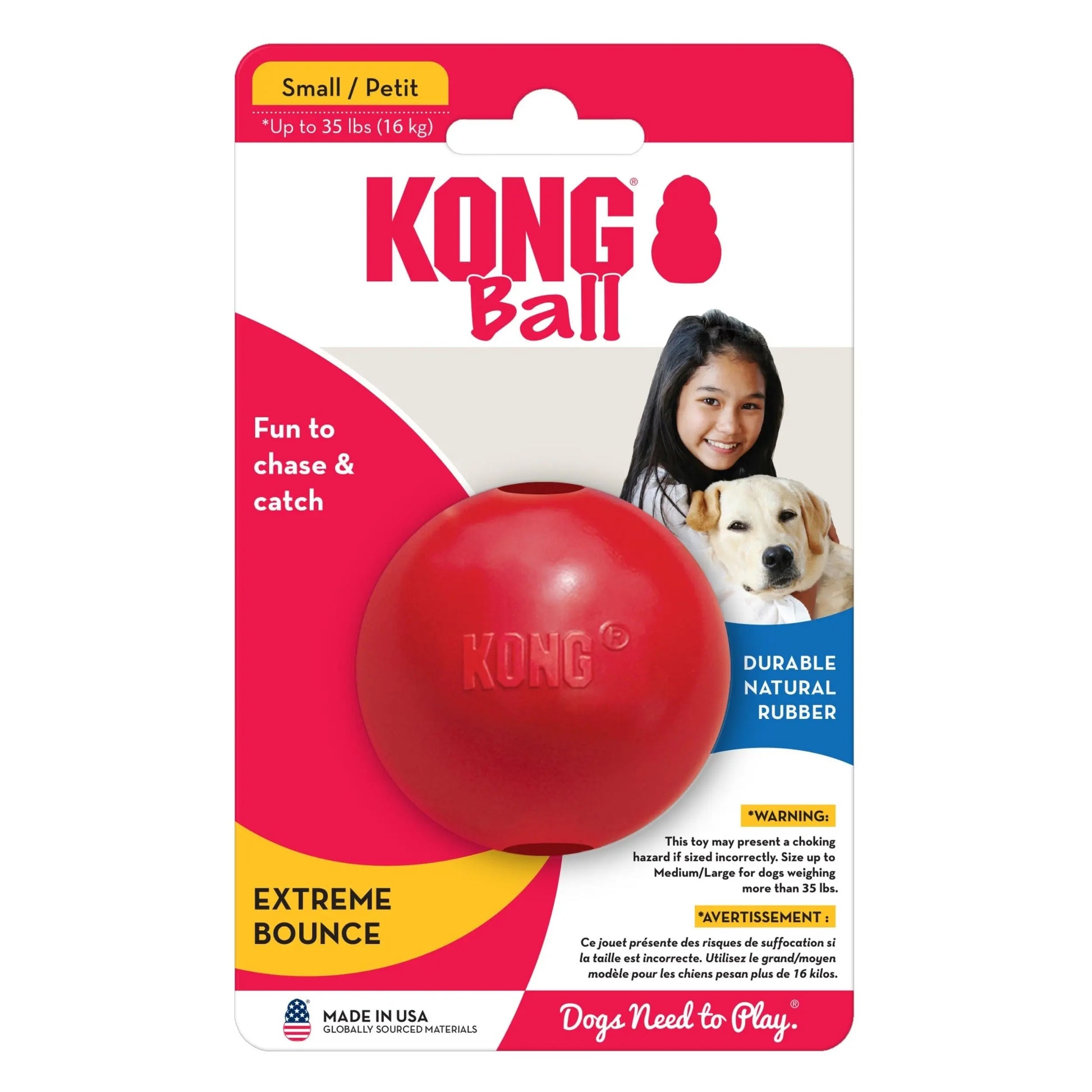 KONG Ball Dog Toy Red 1ea/SM Kong