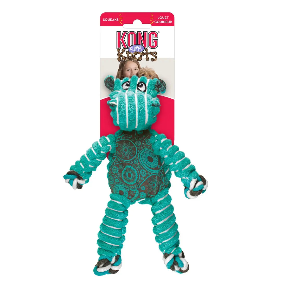 KONG Floppy Knots Hippo Dog Toy Green 1ea/SM/MD Kong