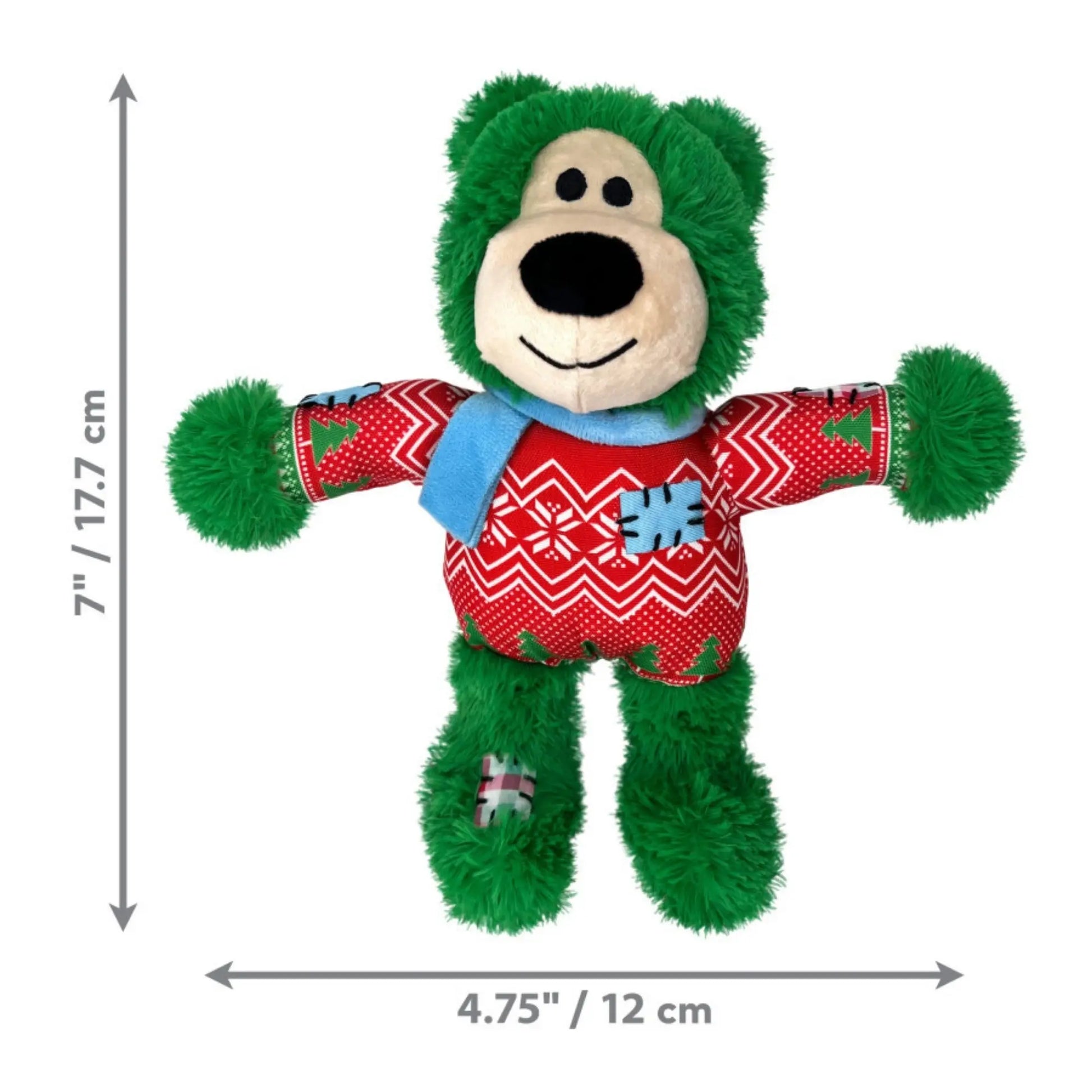 KONG Holiday Wild Knots Bear Dog Toy AssortedColors, 1ea/SM/MD Kong
