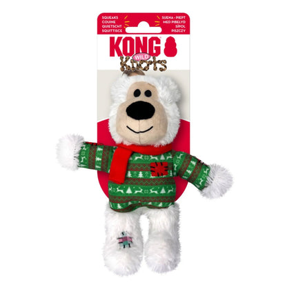 KONG Holiday Wild Knots Bear Dog Toy AssortedColors, 1ea/SM/MD Kong